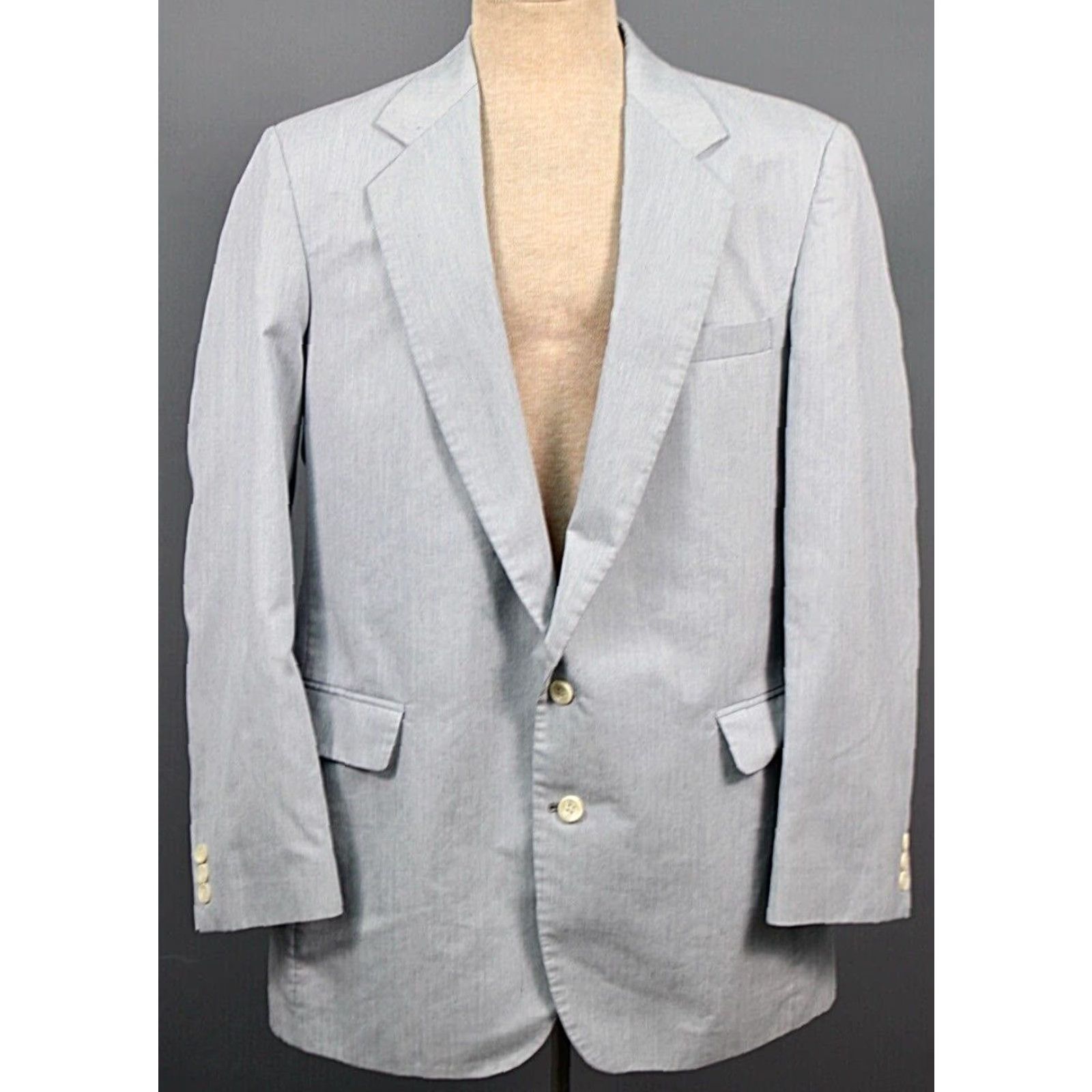 Haggar VINTAGE Haggar 70s Men's LT Blue Striped 2 PC Leisure Suit Sz L Polyester Disco Men’s Size 34R - 3 Thumbnail