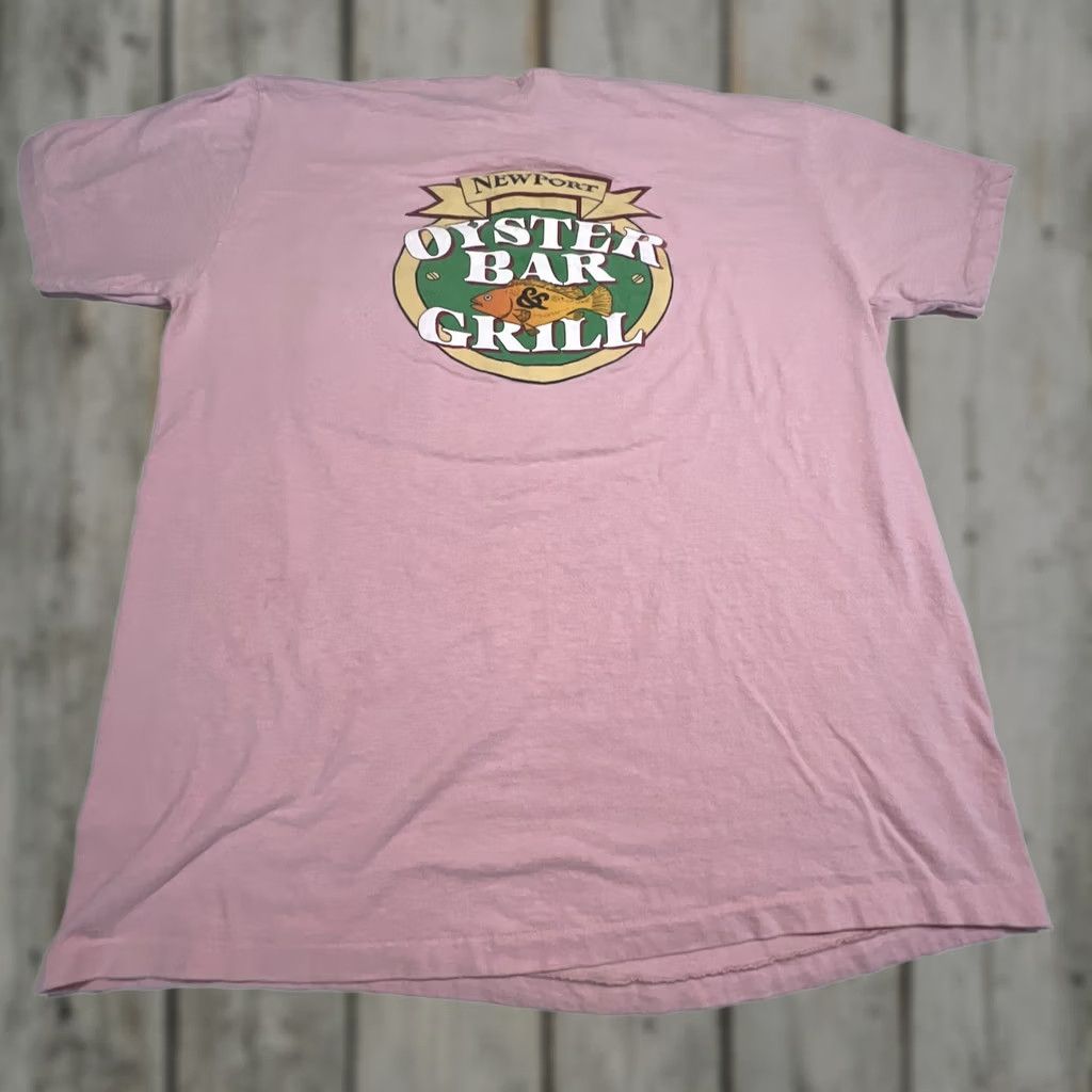 Vintage VINTAGE Newport Oyster Bar & Grill Shirt XL Pink Single Stitch 1990s Stedman Graphic Tee Mens Size US XL / EU 56 / 4 - 1 Thumbnail