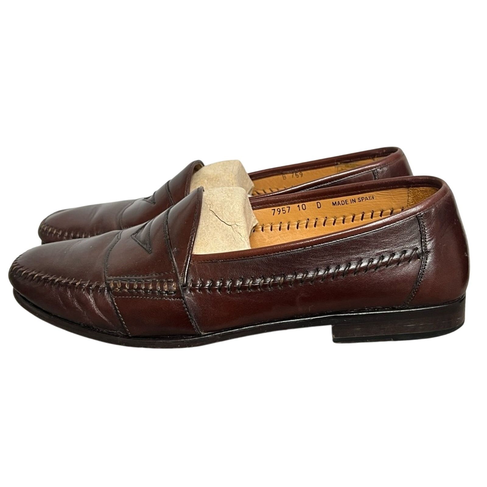 Magnanni Magnanni Leather Stitched Cognac Loafers Shoes Size 10 M Size US 10 / EU 43 - 2 Thumbnail