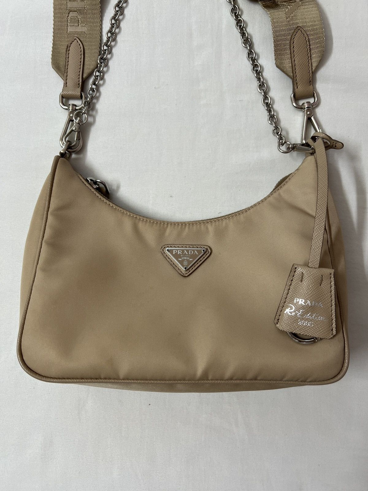 Prada Prada Reedition Re-edition 2005 Nylon Tan Shoulder Bag Purse Size ONE SIZE - 3 Thumbnail