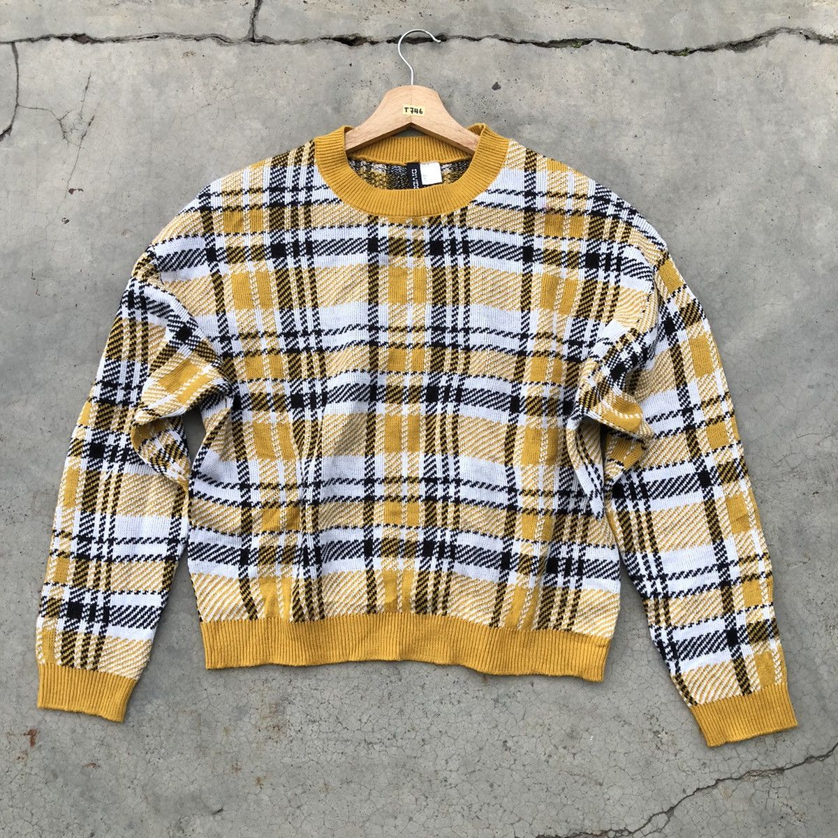 Japanese Brand 🔴Vintage Divided Knitt Pullover checkered Pattern Sweater Size US L / EU 52-54 / 3 - 1 Thumbnail
