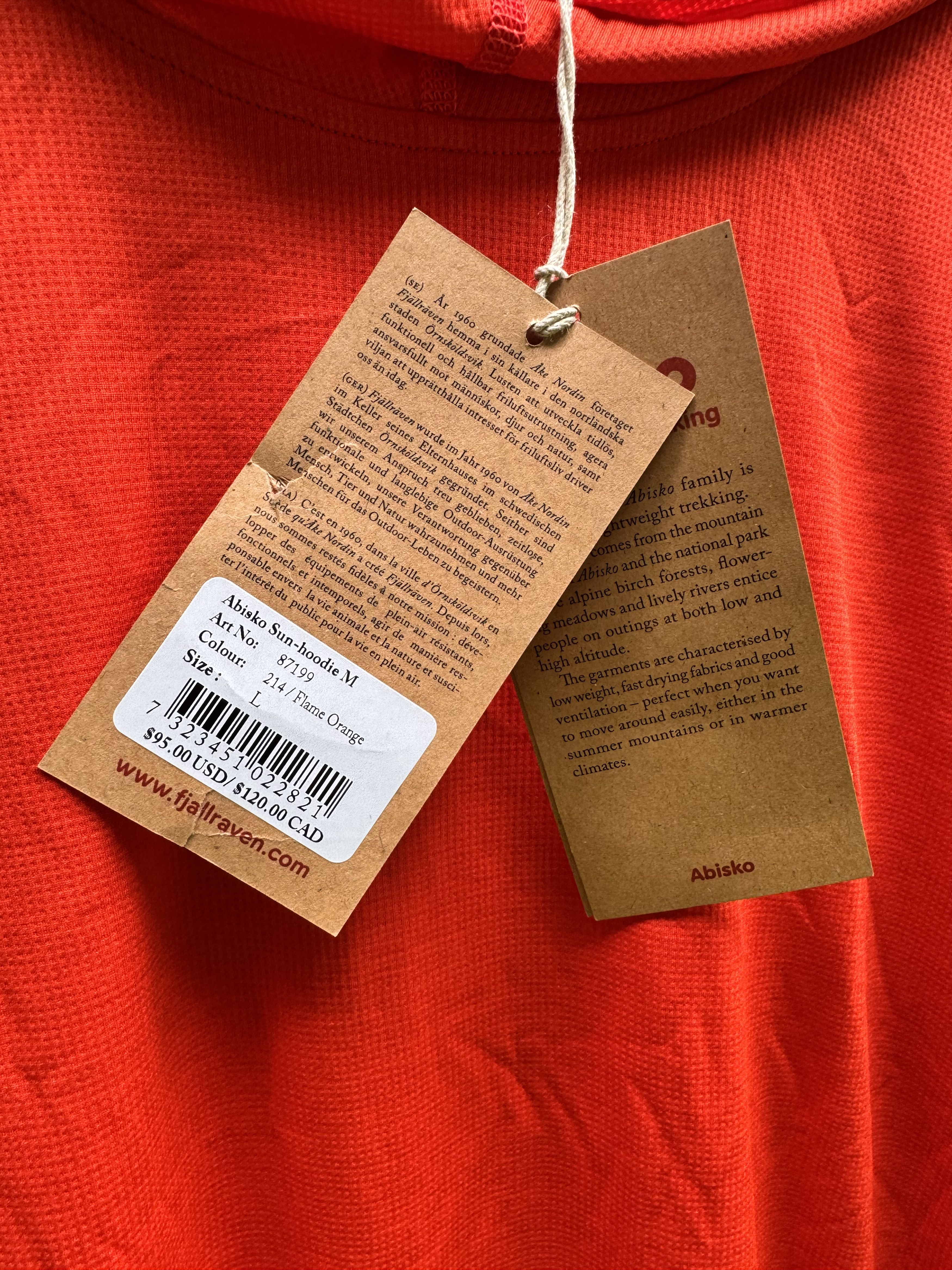 Fjallraven Abisko Sun-Hoodie M - Flame Orange Size US L / EU 52-54 / 3 - 4 Thumbnail