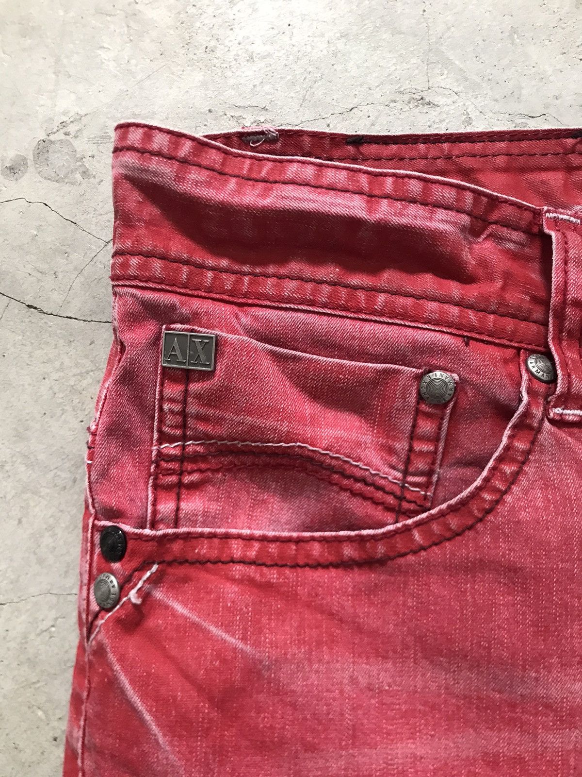 Armani Exchange Armani Exchange AX Rubra Red Distressed Denim Jeans Size US 33 - 4 Thumbnail