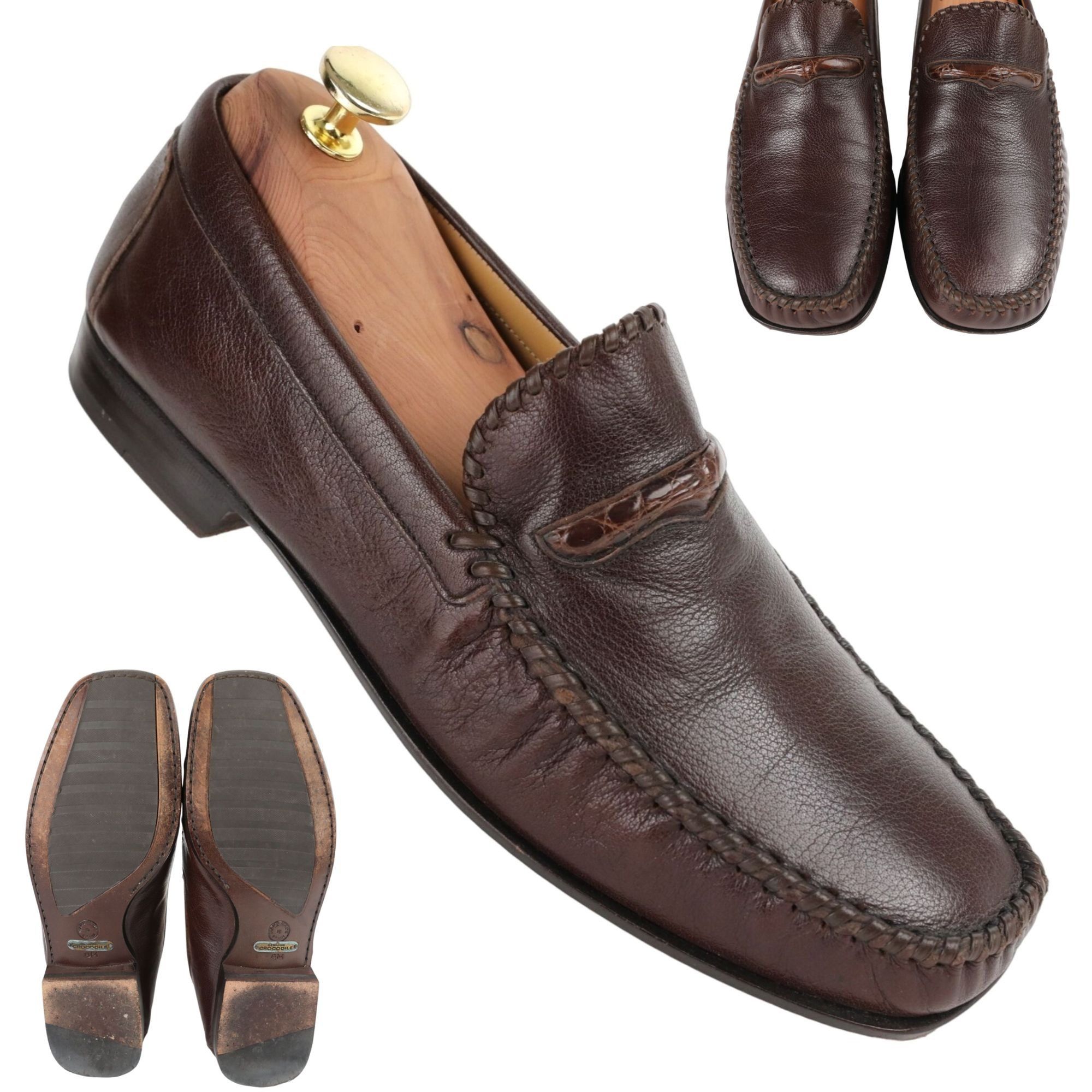 Johnston & Murphy Vintage Exotic Crocodile and Calf Johnston Murphy Mens Brown Size US 8 / EU 41 - 1 Thumbnail