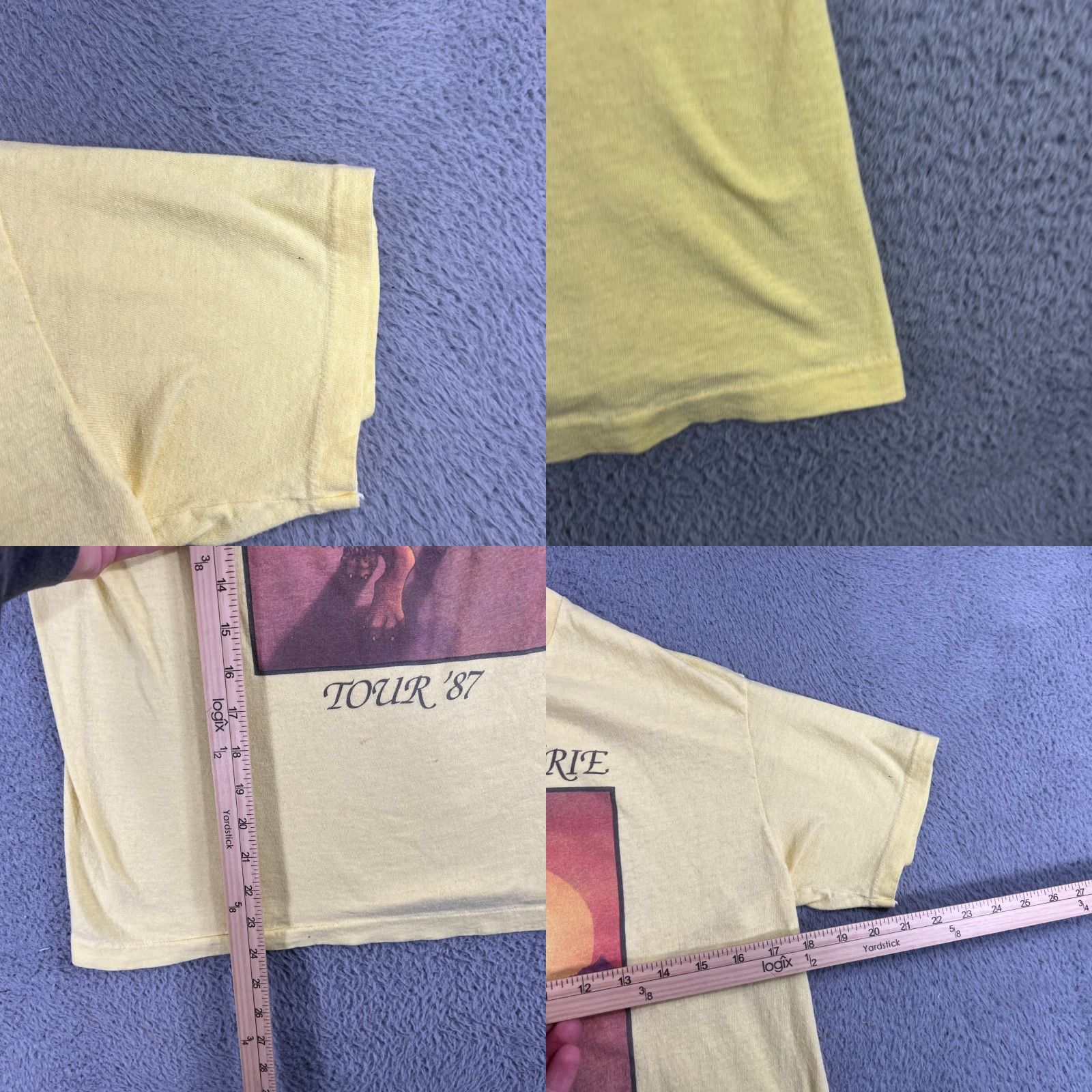 Hanes VINTAGE ARLO GUTHRIE Tour 87 ALICE'S RESTAURANT MASSACREE Shirt Unisex L Yellow 1980s Graphic Tee Mens Women? Size US L / EU 52-54 / 3 - 8 Thumbnail