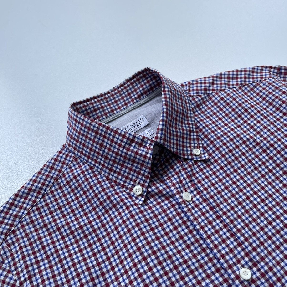 Brunello Cucinelli Brunello Cucinelli Italian Fit Checked Button Ups Shirt Red Size US S / EU 44-46 / 1 - 7 Thumbnail