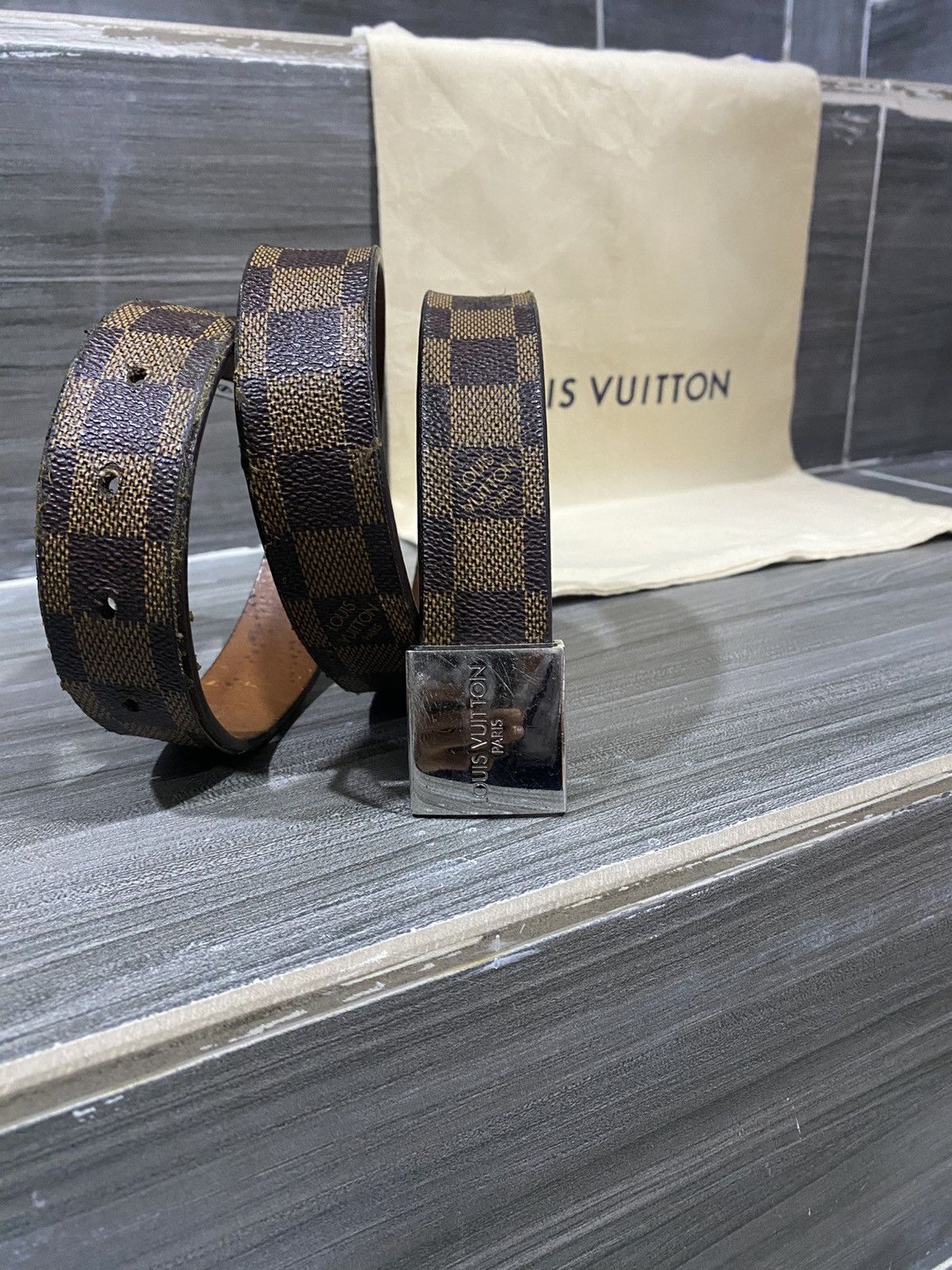 Louis Vuitton Louis Vuitton Paris Damier Ebene Belt Leather Made France Size 32 - 3 Thumbnail