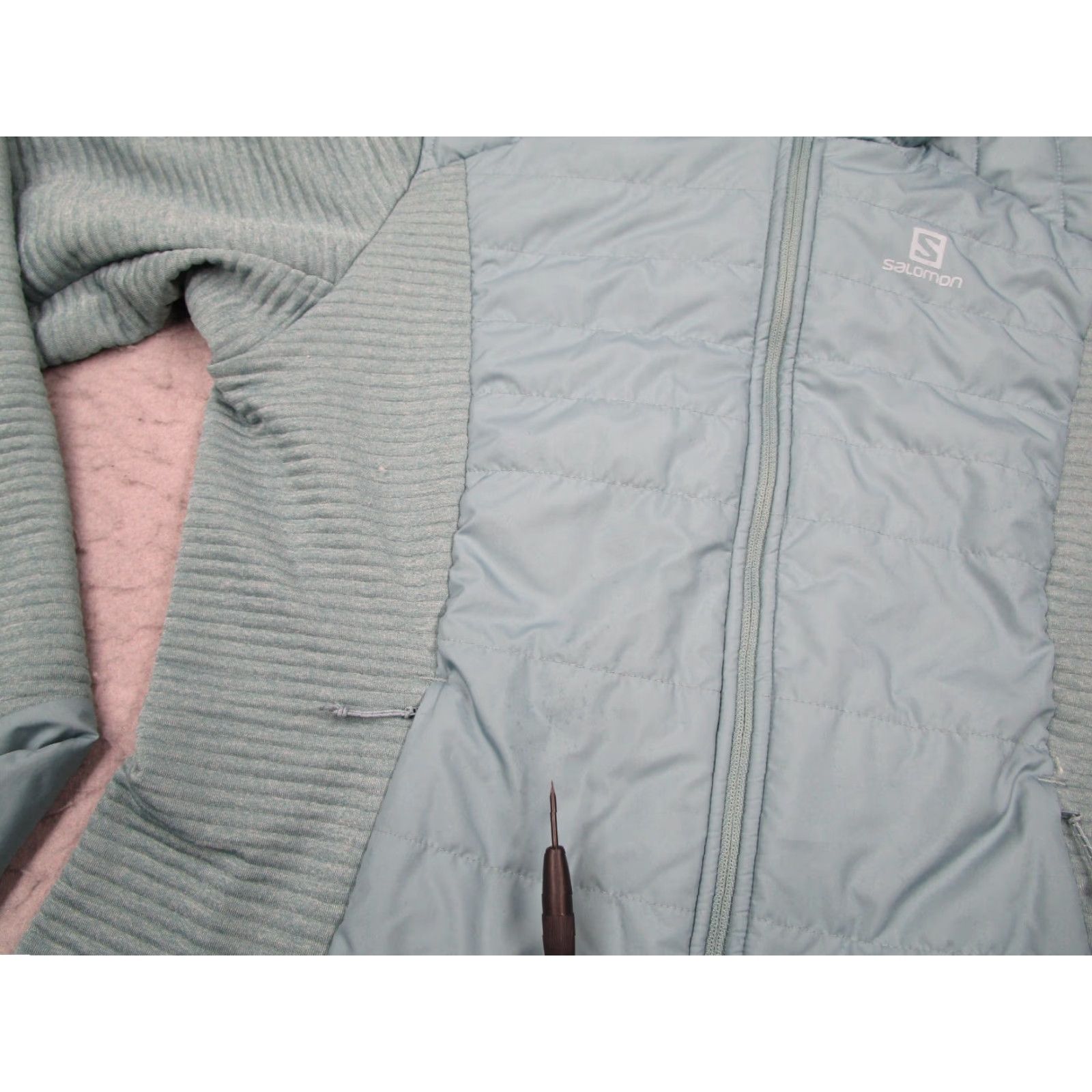 Salomon Salomon Jacket Womens Medium Blue Pertex Quantum Full Zip Hooded Wind-Resistant Pockets Nature Ski Salt Size M / US 6-8 / IT 42-44 - 6 Thumbnail