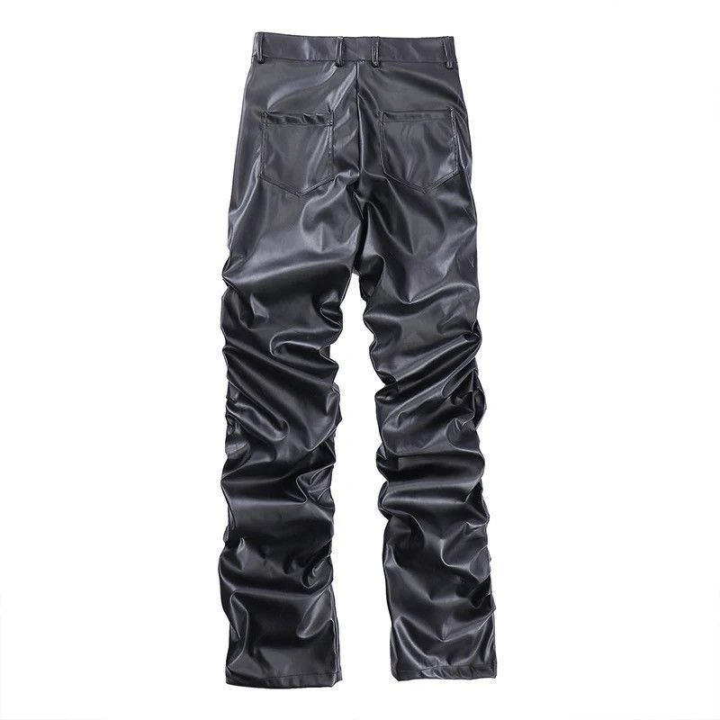 Leather Loose Ruched Casual Pu Leather Pants Streetwear Punk Rock Size US 32 / EU 48 - 6 Thumbnail