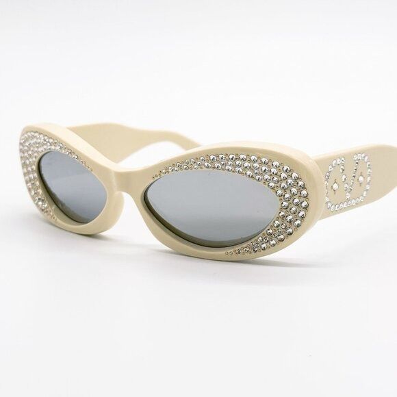 Valentino NEW VALENTINO SUNGLASSES VLS-178E IVORY/BLUE OVAL WOMEN EYEW Size ONE SIZE - 4 Thumbnail