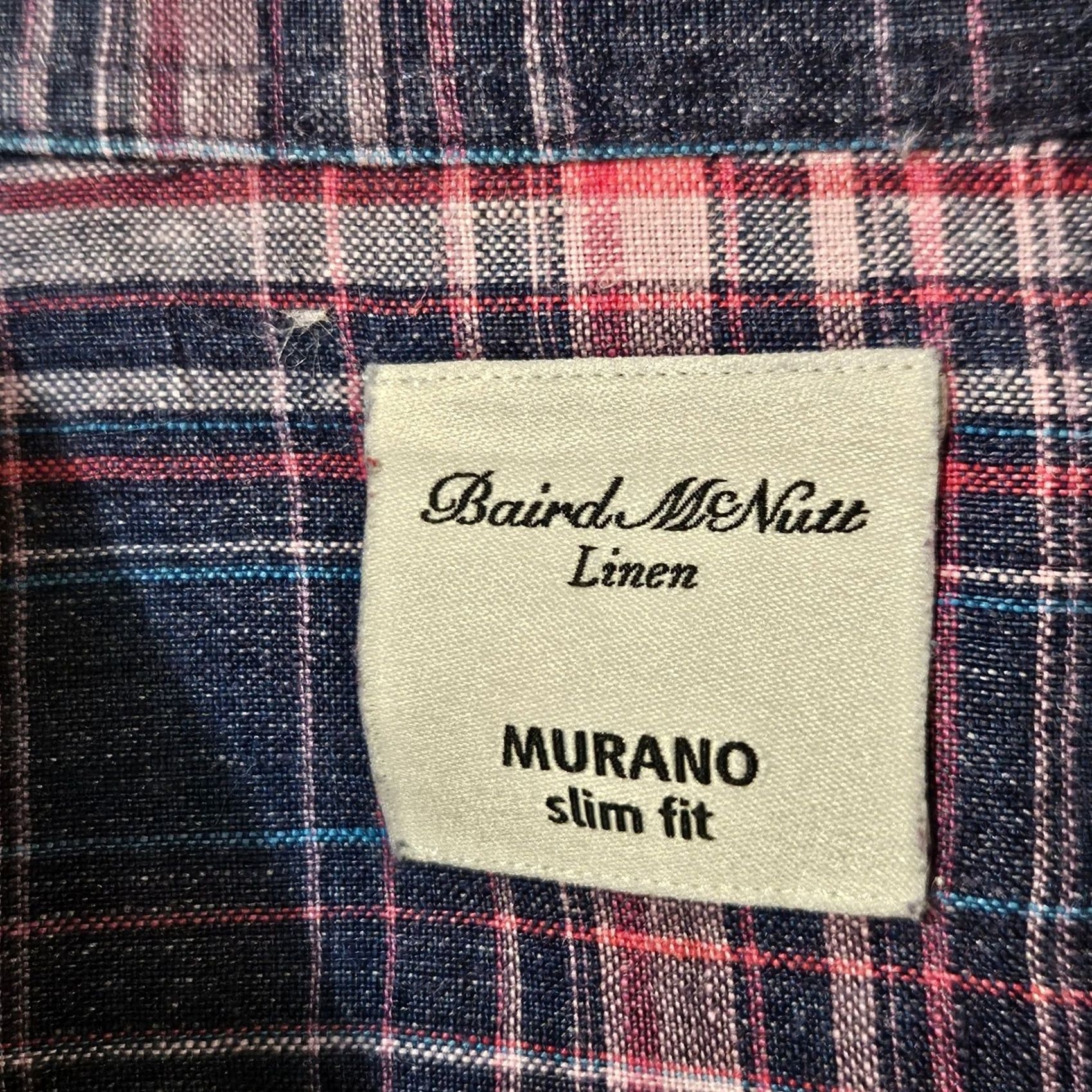 Murano Murano Baird McNutt Linen Shirt Men's XL Blue Red Button Down Plaid Checkered Size US XL / EU 56 / 4 - 3 Thumbnail