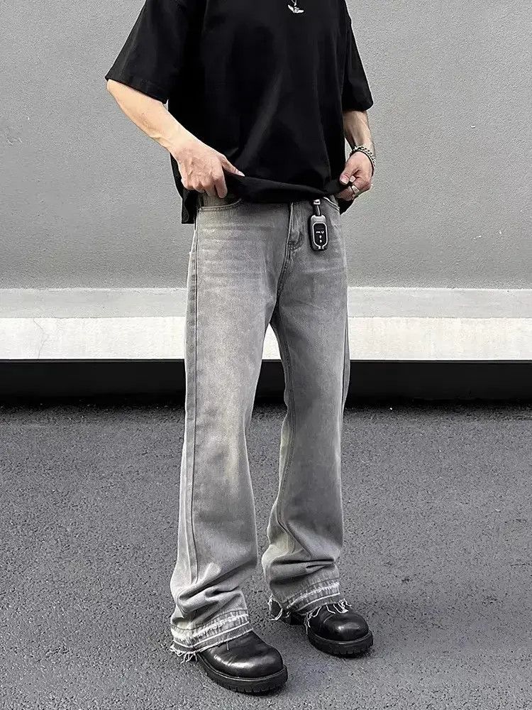 Japanese Brand Loose straight tube slightly flared gray jeans Size US 32 / EU 48 - 1 Thumbnail