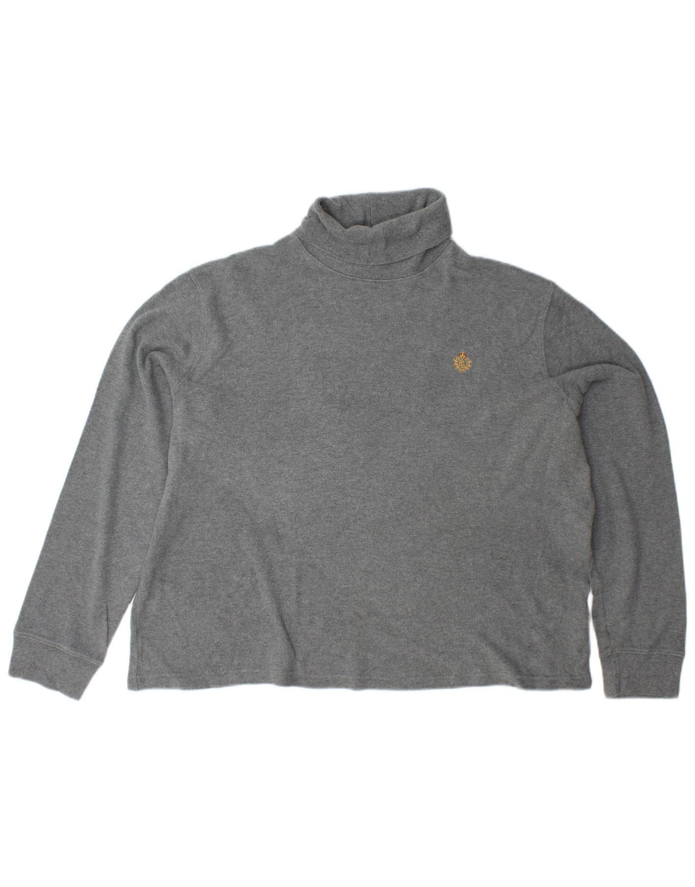 Ralph Lauren Womens Roll Neck Jumper Sweater UK 18 XL Grey Cotton Size XL / US 12-14 / IT 48-50 - 1 Thumbnail