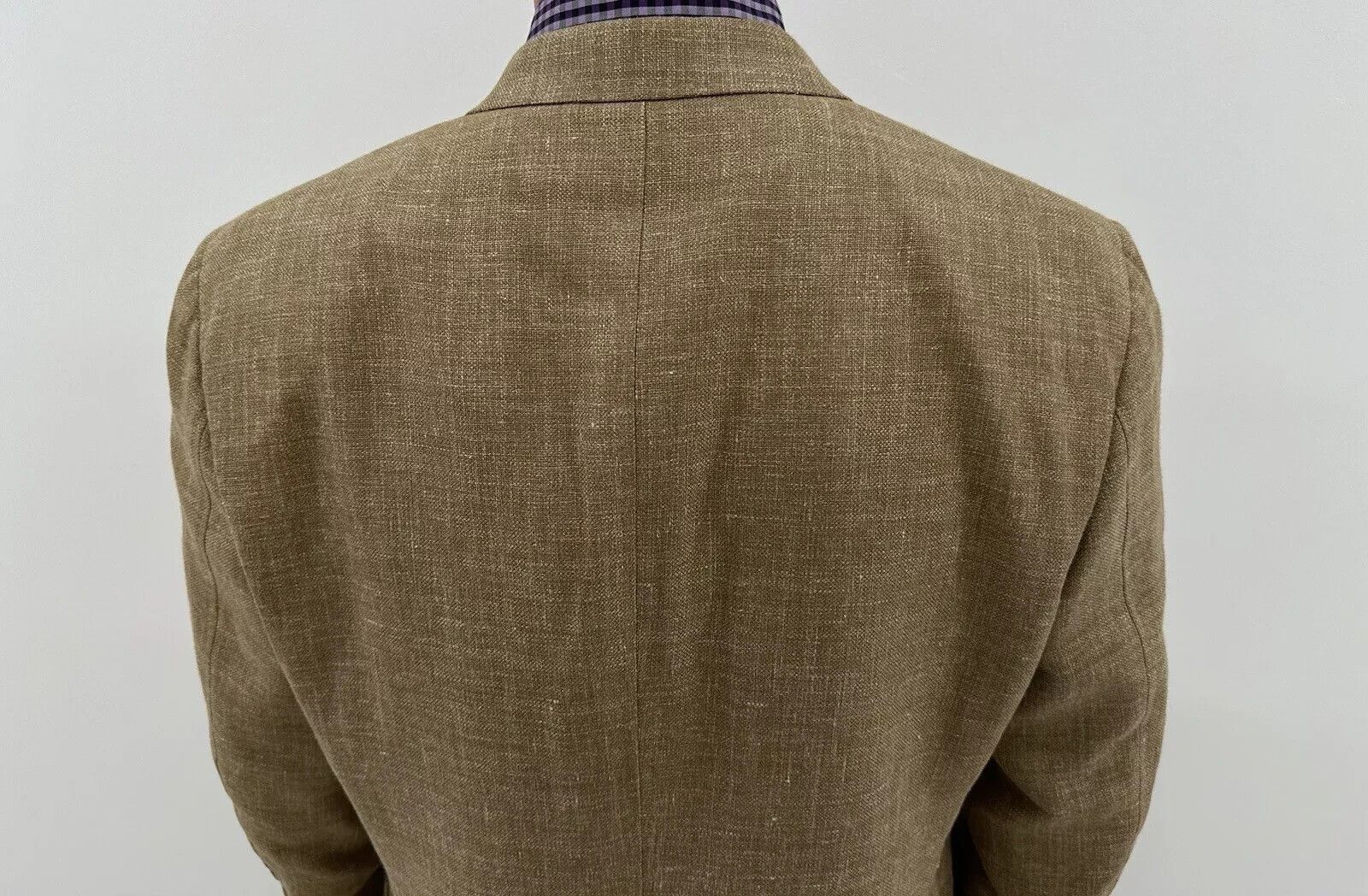 Canali Canali Blazer Sport Coat Mens Tan Plaid Silk Wool Linen Size 44R - 7 Thumbnail