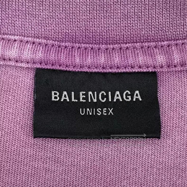 Balenciaga Balenciaga Purple Logo Letter Printed Cotton Round Neck Sh Size US XL / EU 56 / 4 - 5 Thumbnail