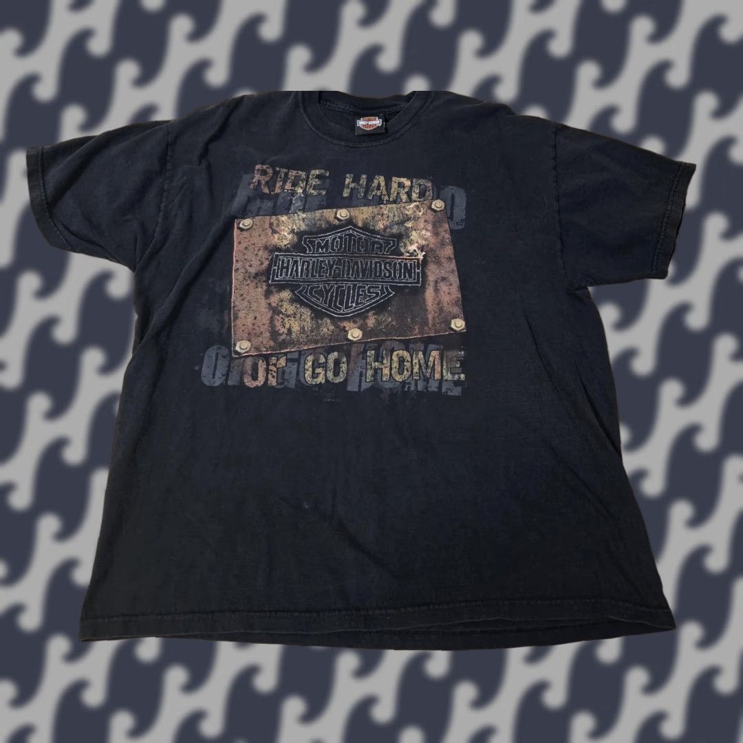 Harley Davidson Harley-Davidson Shirt Mens XL Ride Hard Go Home Black Graphic Print Crew Neck T-Shirt Size US XL / EU 56 / 4 - 1 Thumbnail