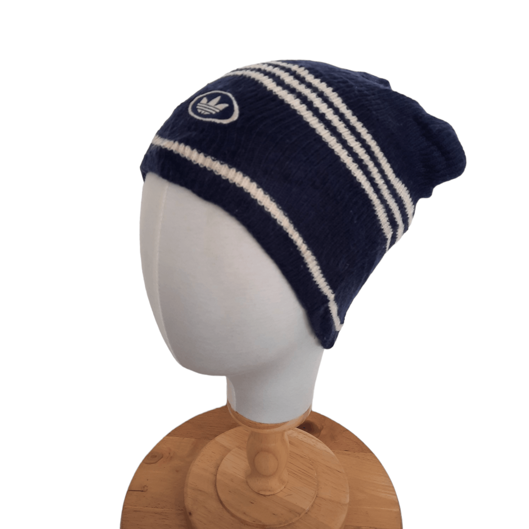 image of Vintage Adidas 3 Stripes Trefoil Logo Pull On Beanie Hat, Men's