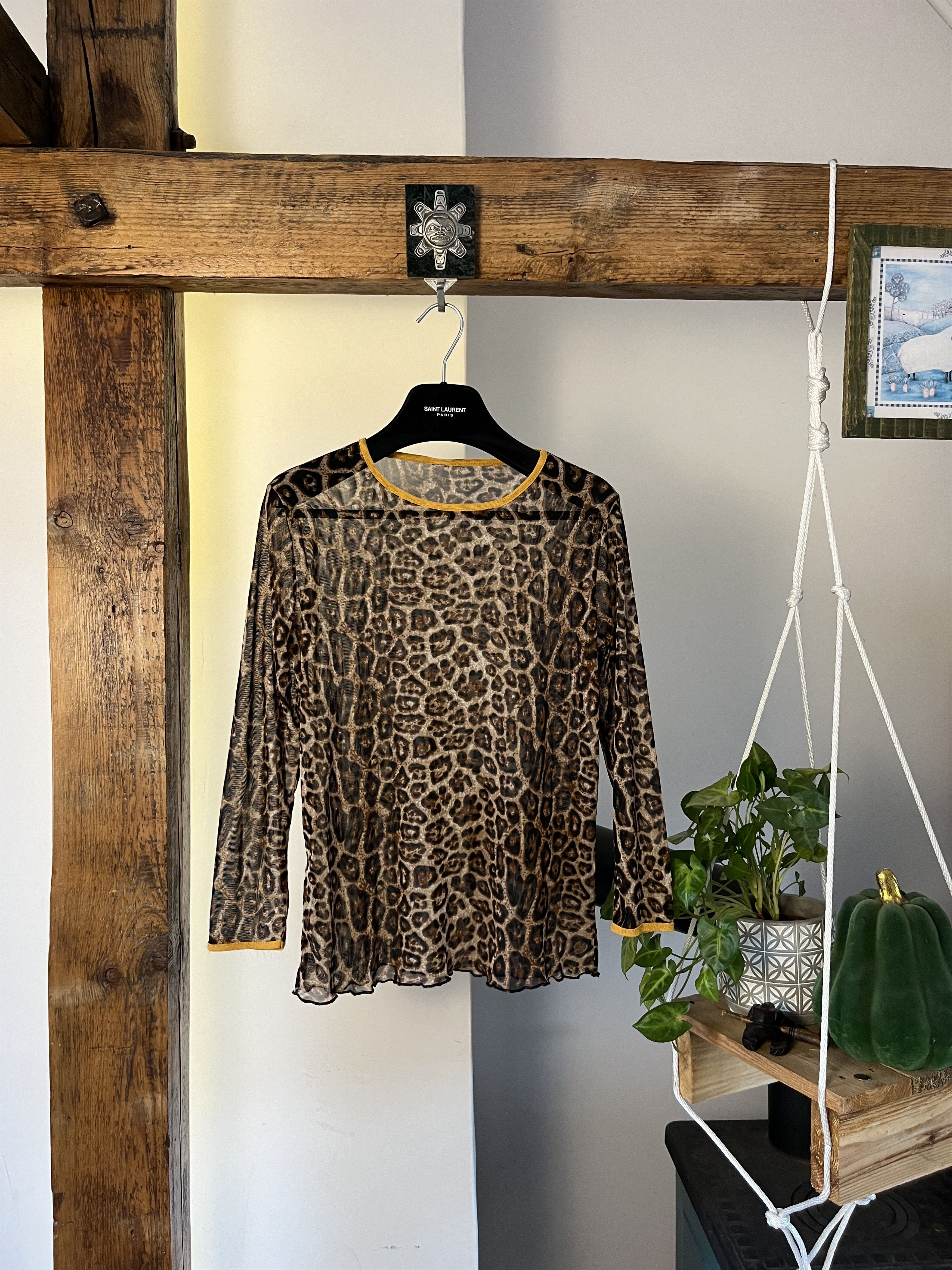 Japanese Brand Vintage Y2K Mesh Leopard/Gepard Print Long Sleeve Tattoo Top Size US S / EU 44-46 / 1 - 1 Thumbnail