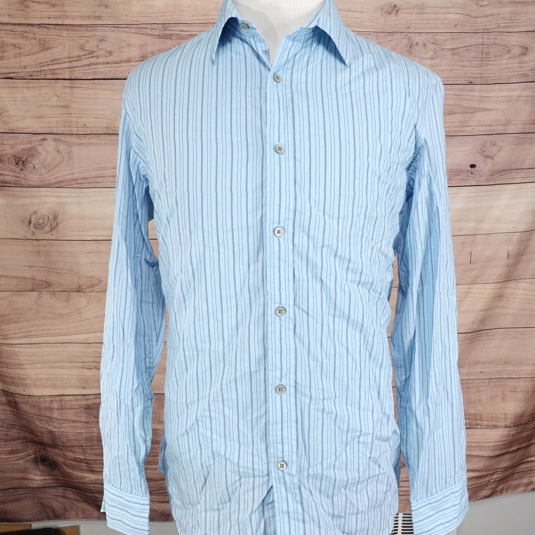 Banana Republic Vintage Banana Republic Long Sleeve Blue Striped Button-Down Shirt Men’s L Fall Casual Size US L / EU 52-54 / 3 - 3 Thumbnail