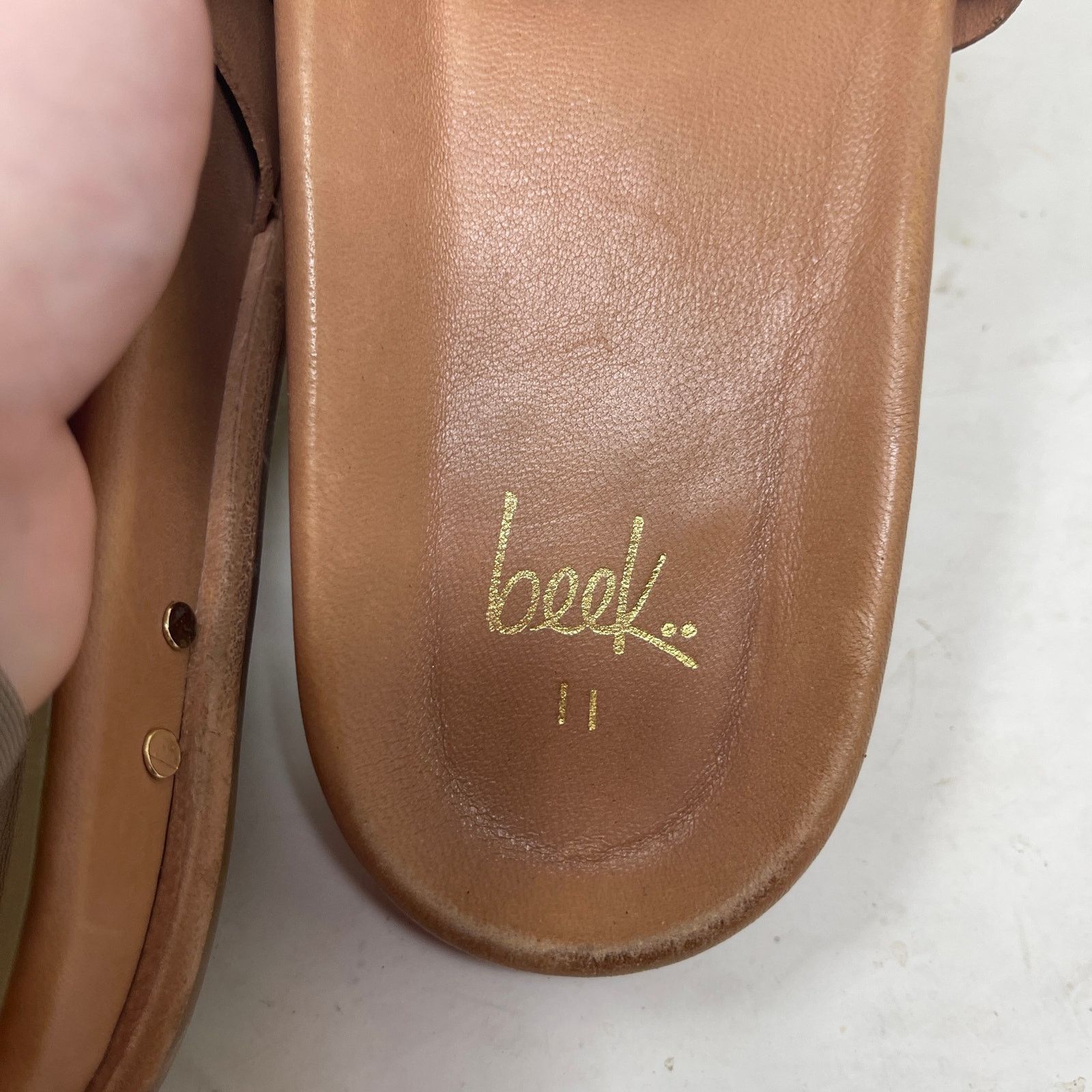 beek beek tan leather Courser Slides in Honey sz 11 Size US 11 / IT 41 - 6 Thumbnail