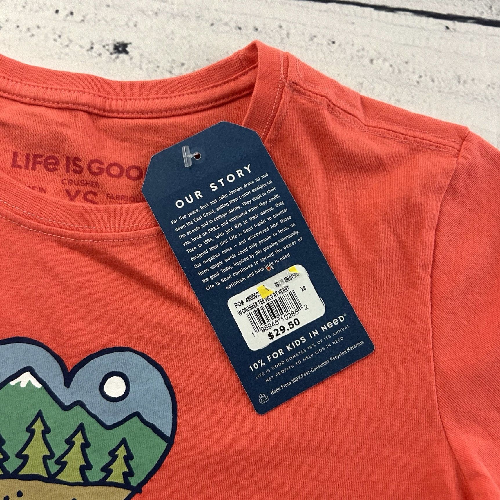 Life is Good NEW Life Is Good Wild At Heart Crusher Tee Short Sleeve T Shirt Women's XS Peach Size XS / US 0-2 / IT 36-38 - 2 Thumbnail