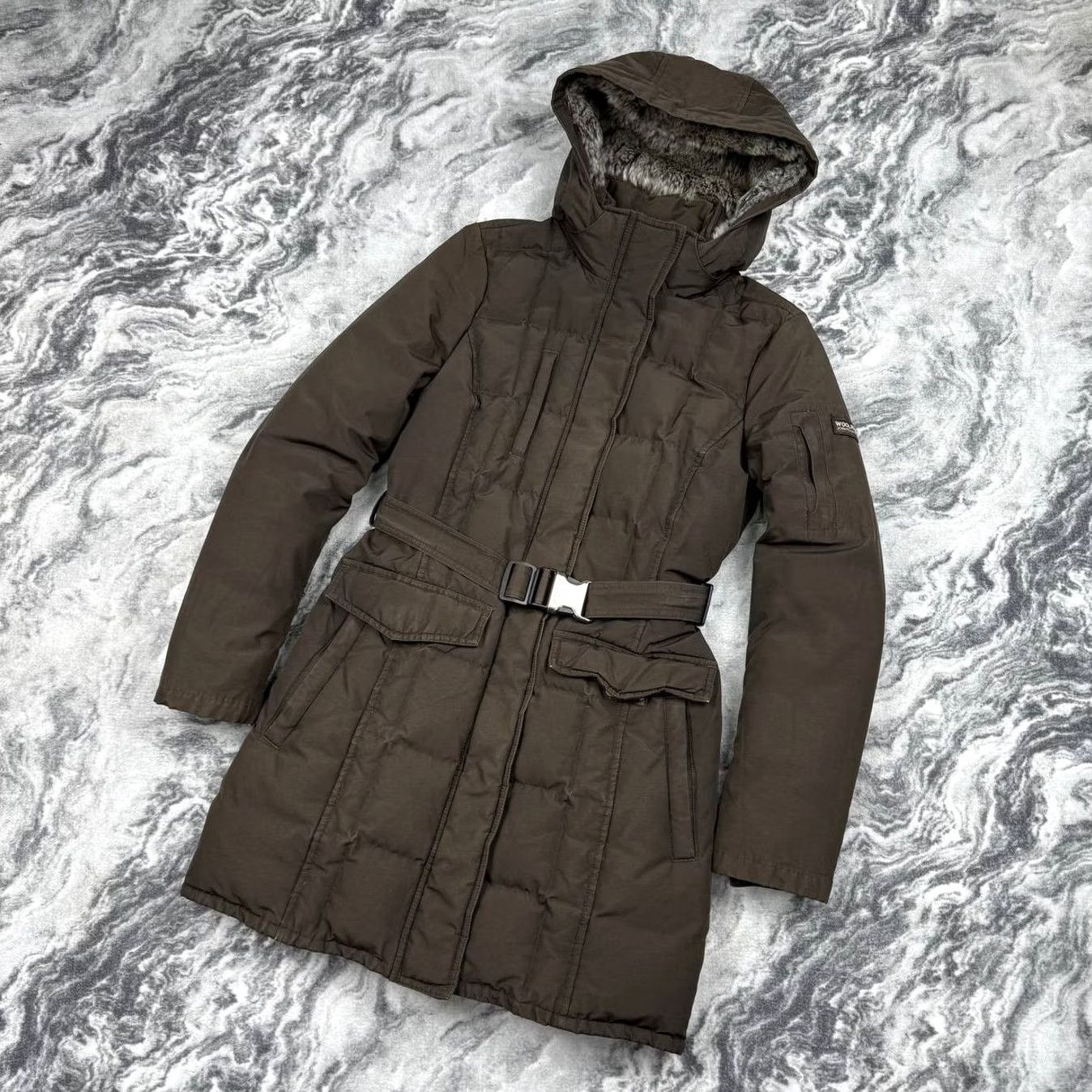 Vintage Woolrich Jacket Parka Hooded Woolrich Winter Women S Brown Down Fur Hooded Parka Jacket Size S Brown Women Size S / US 4 / IT 40 - 2 Thumbnail