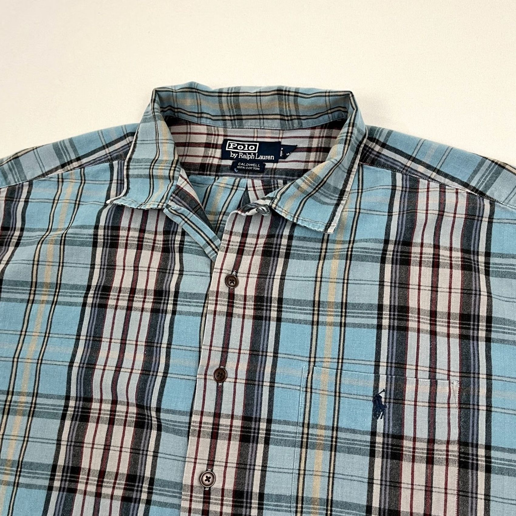 Polo Ralph Lauren VTG Polo Ralph Lauren Caldwell Shirt Mens 2XL Blue Plaid Button Up Collar Shirt Polo Ralph Lauren Size US XXL / EU 58 / 5 - 2 Thumbnail