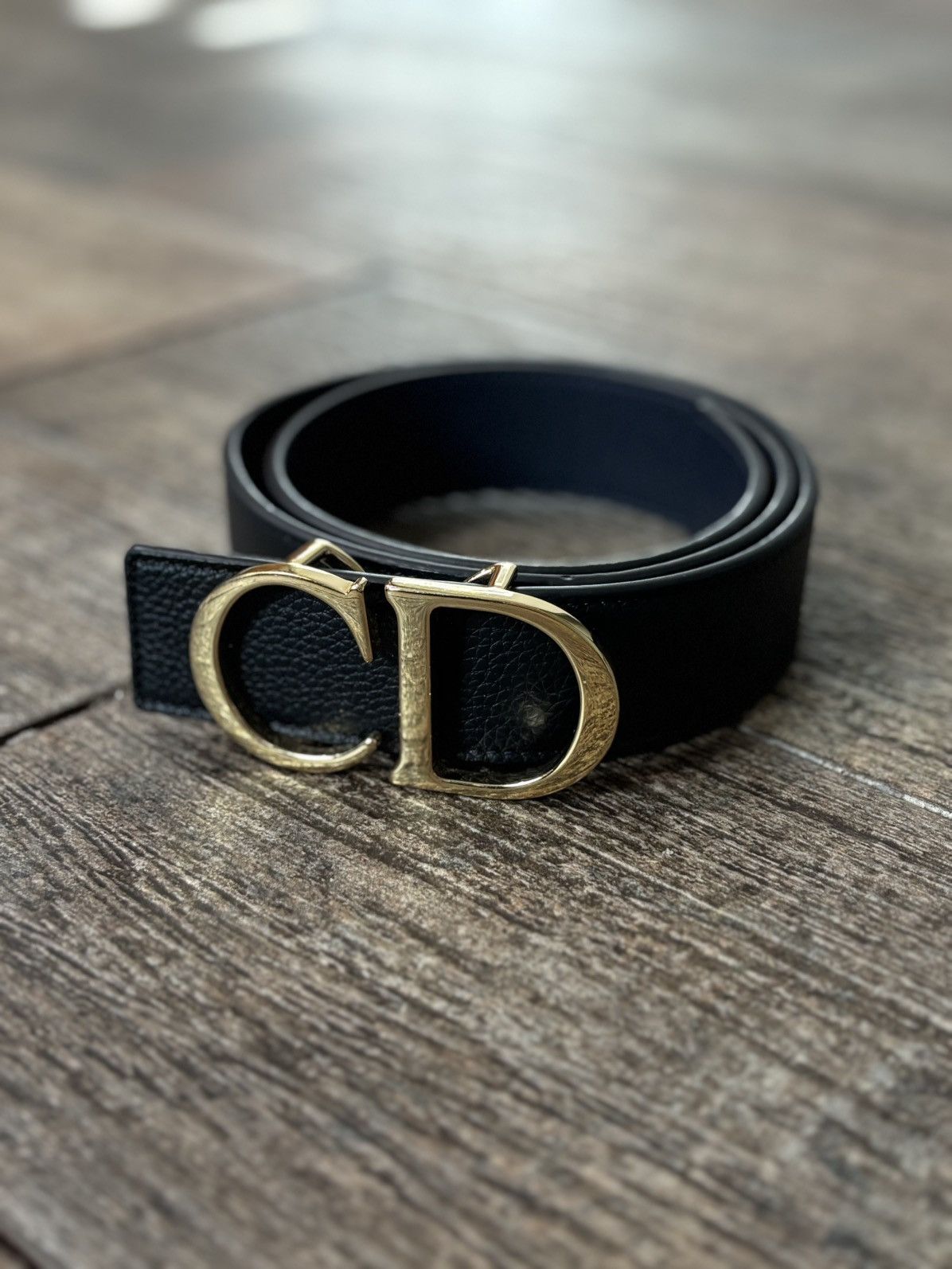 Dior Black and Gold CD Buckle Leather Belt Size ONE SIZE - 1 Thumbnail