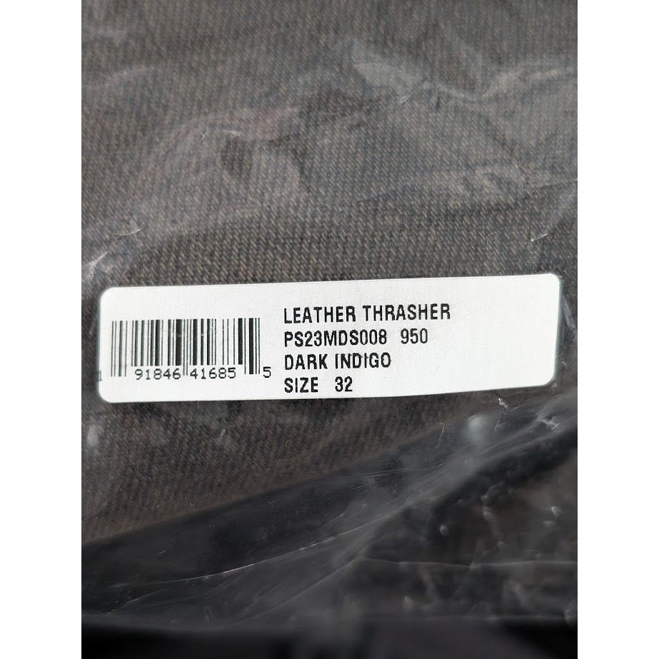 Amiri o1rshd1 Leather Thrasher Jeans in Dark Indigo Size US 32 / EU 48 - 19 Thumbnail