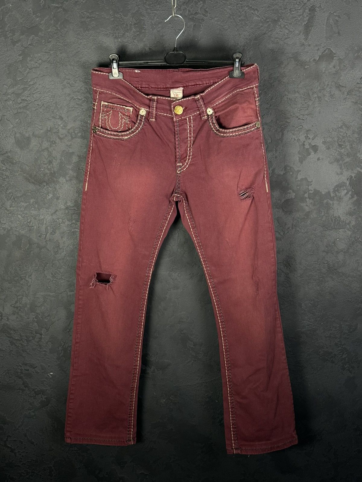 True Religion True Religion Baggy Straight Fit Red Jeans Size US 36 / EU 52 - 1 Thumbnail