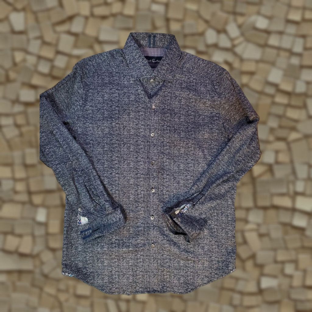 Robert Graham Robert Graham Shirt Mens L Modern Americana Tailored Fit Cotton Spandex Button-Up Collared Stone Wash Blue 42in Chest Slim Vintage No N/A Size US L / EU 52-54 / 3 - 1 Thumbnail