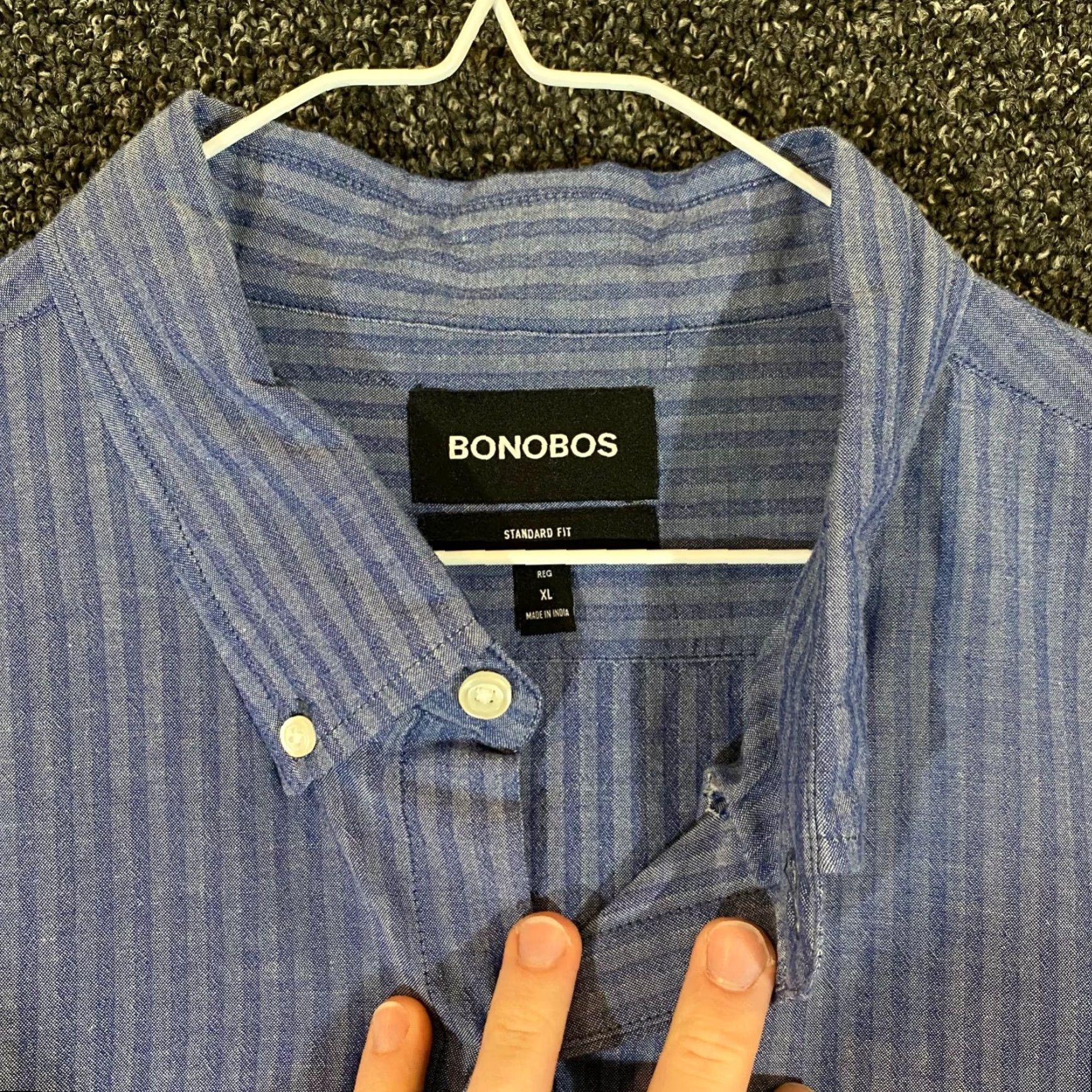 Bonobos Bonobos Shirt Mens XL Standard Fit Blue Striped Button Up Outdoors L/S Casual Button-Up Size US XL / EU 56 / 4 - 2 Thumbnail