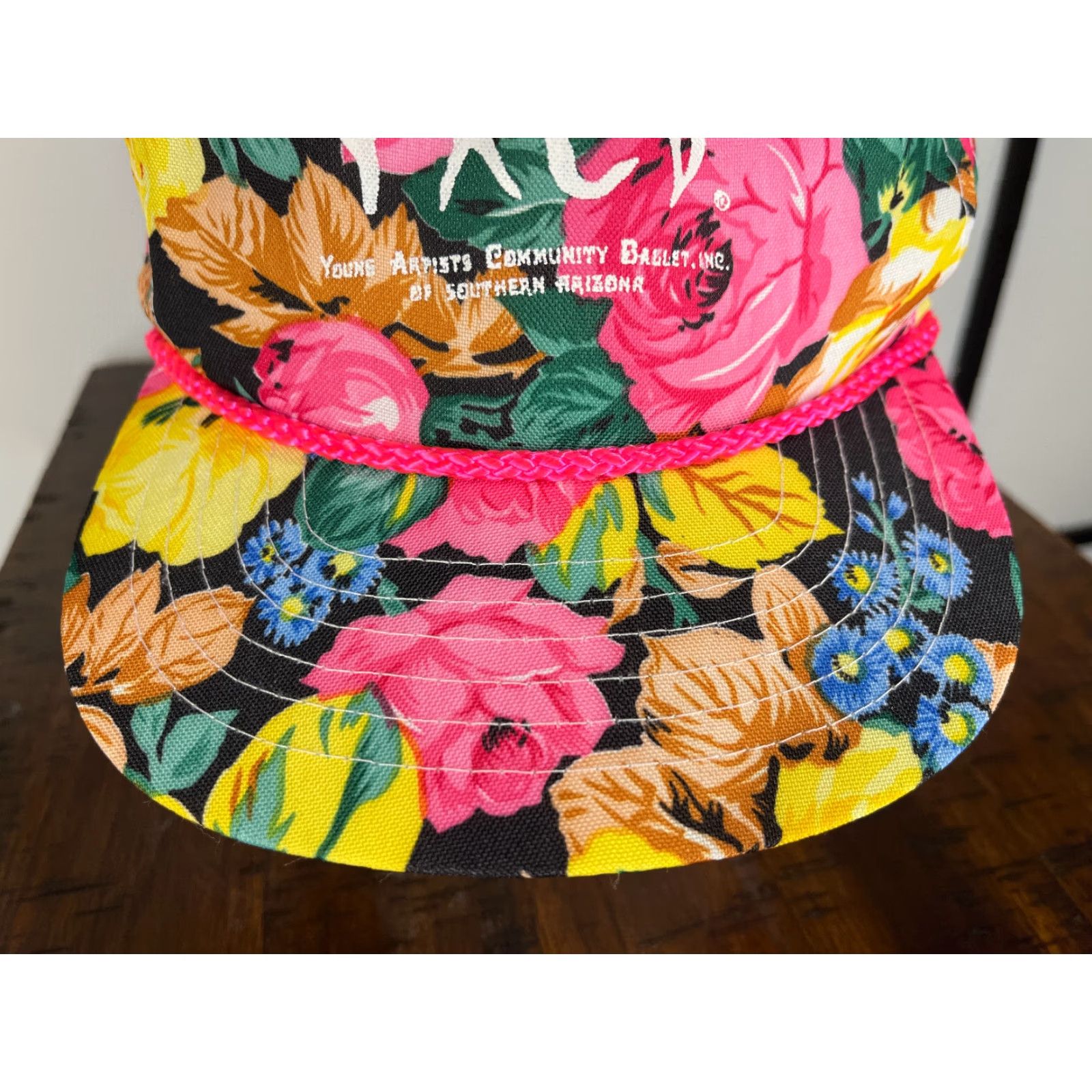Vintage Pat Headmost Hat Cap Snap Back Adult Pink Floral Hair Community Ballet Young Artists Comunity Arizona Size ONE SIZE - 3 Thumbnail