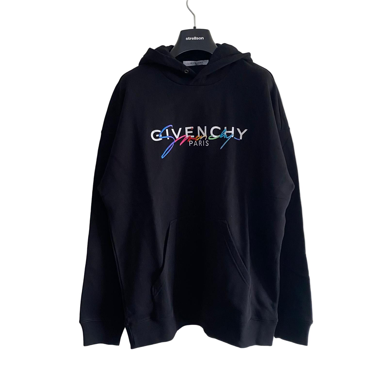 Givenchy Black Signature Rainbow Logo Hoodie Size US M / EU 48-50 / 2 - 1 Thumbnail