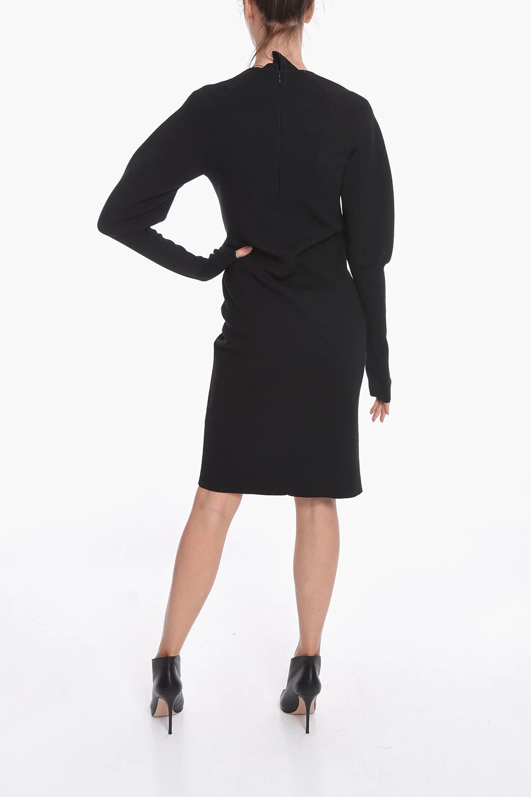 Bottega Veneta og1mm0426 Stretch Wool Knit Midi Dress in Black Size XS / US 0-2 / IT 36-38 - 2 Thumbnail