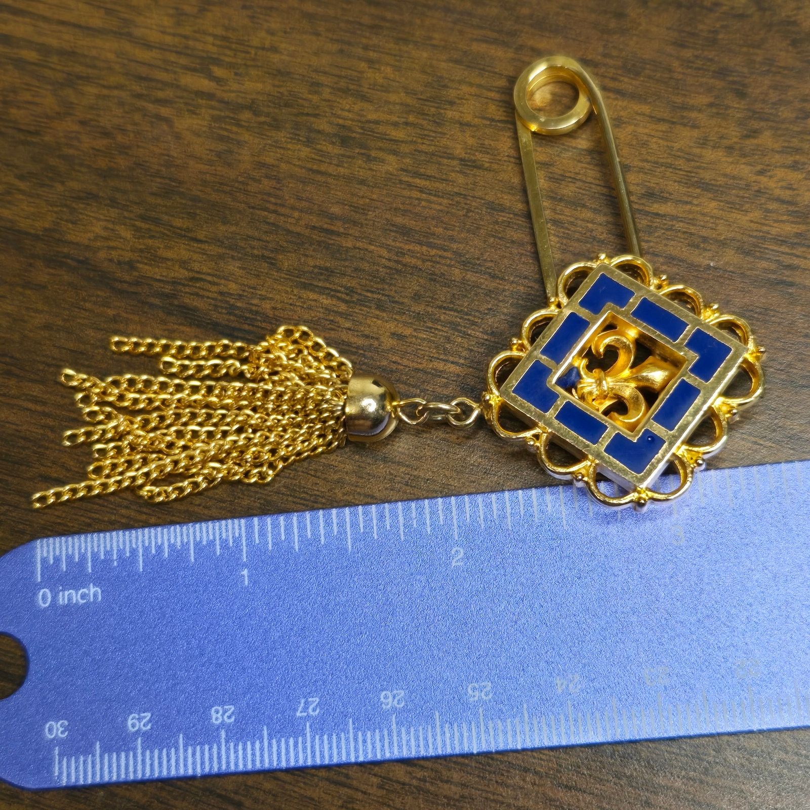 Vintage Vintage Victorian Style Gold Tone Blue Enamel Fleur de Lis Size ONE SIZE - 10 Thumbnail