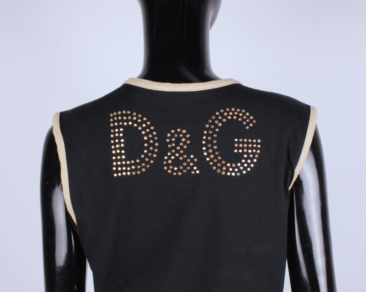 Designer × Dolce & Gabbana × Vintage DOLCE GABBANA Vintage Caligola Studded Rhinestones Logo Tank Size M / US 6-8 / IT 42-44 - 6 Thumbnail