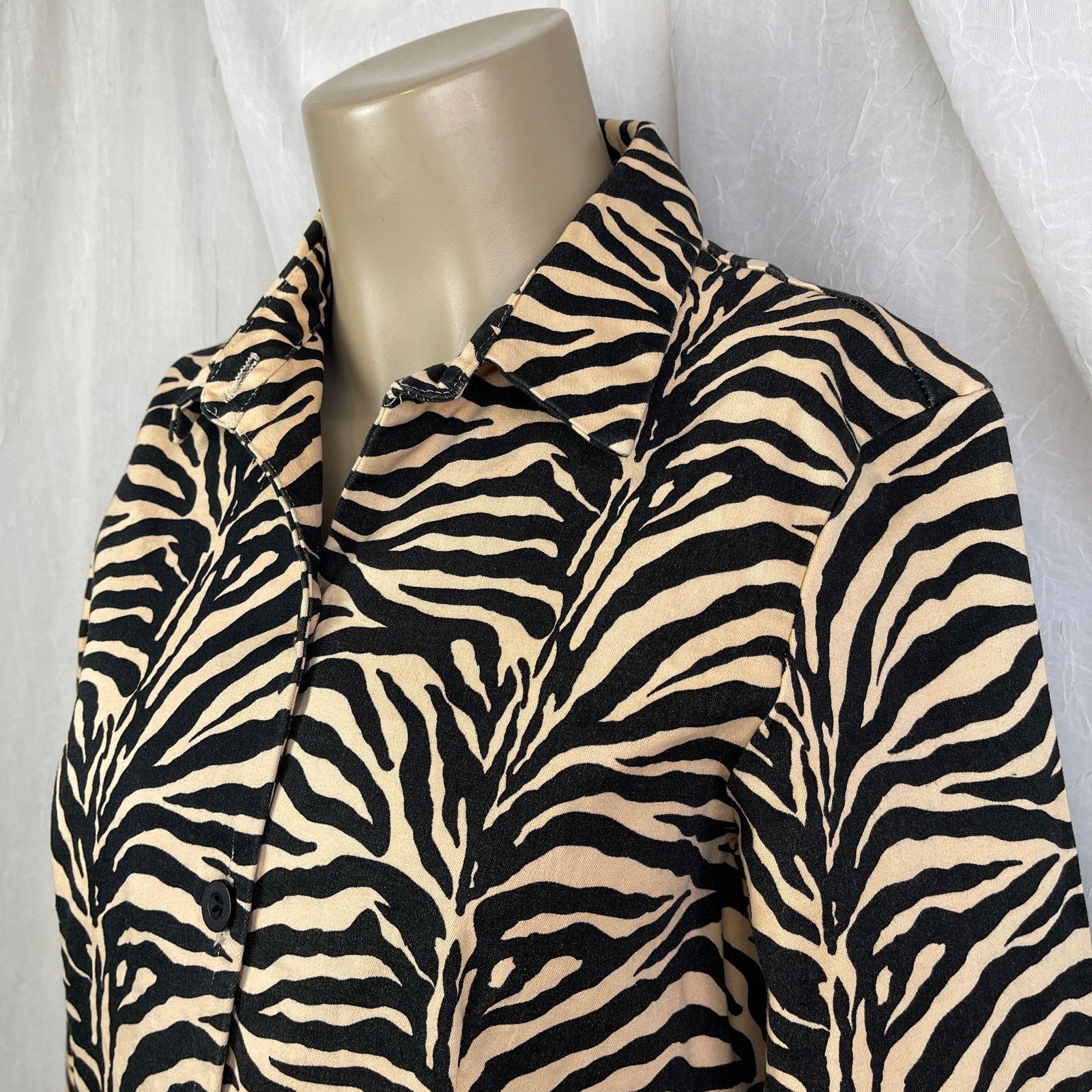 Vintage VTG Allison Taylor Tan Black Cropped Jacket Zebra Tiger XS/S Size XS / US 0-2 / IT 36-38 - 5 Thumbnail