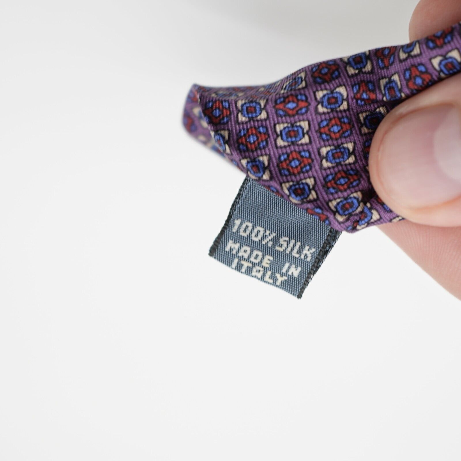Designer Christopher Hayes Floral Geometric Print Purple Silk Tie Ita Size ONE SIZE - 4 Thumbnail
