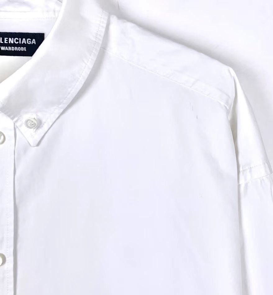 Balenciaga Balenciaga logo embroidered lapel white cotton long sleeve Size 38S - 3 Thumbnail
