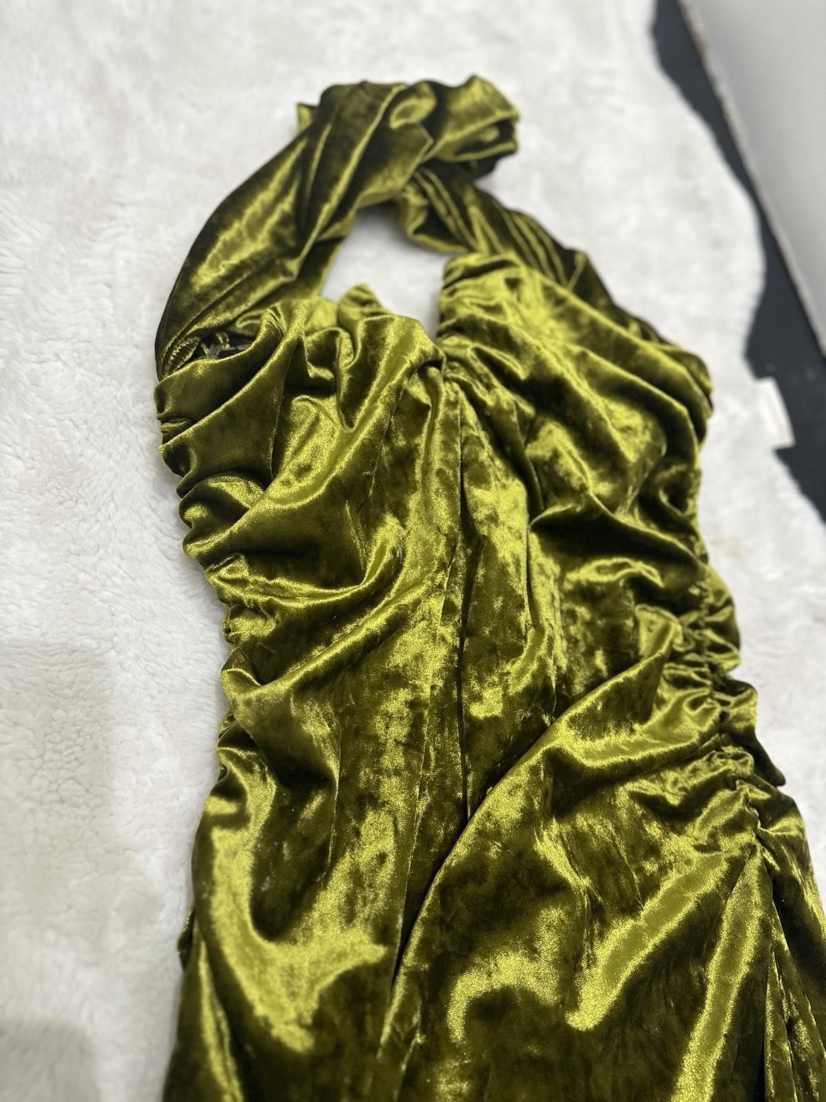 Zara ZARA green long maxi velvet dress BNWT Size XL / US 12-14 / IT 48-50 - 7 Thumbnail