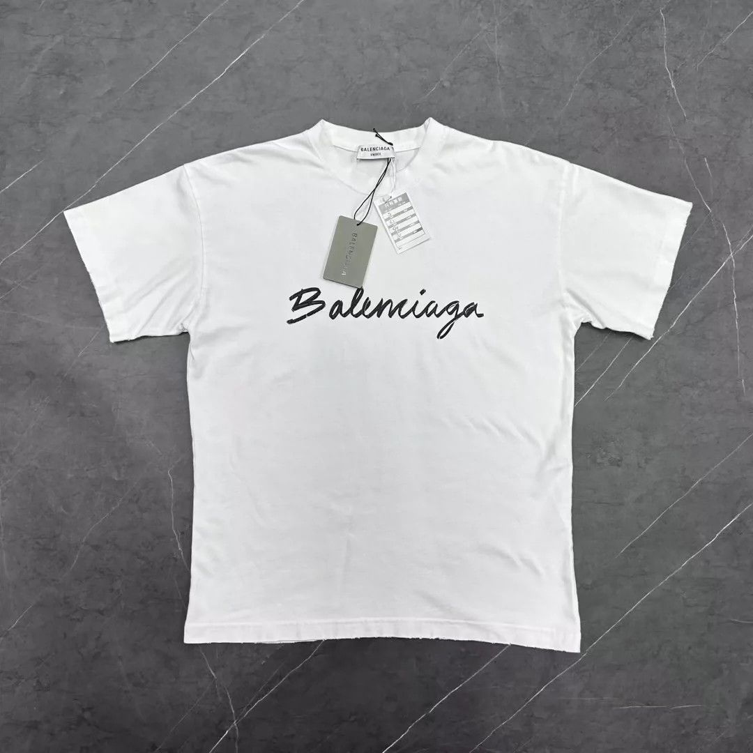 Balenciaga Balenciaga cursive signature logo short sleeved shirt Size US S / EU 44-46 / 1 - 1 Thumbnail