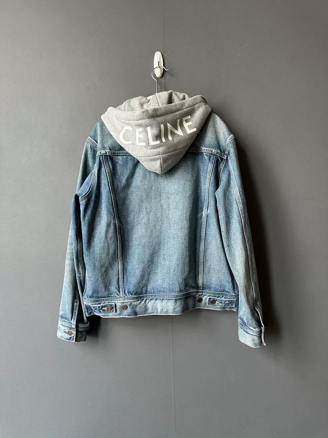 Celine Gray Hooded Logo Denim Jacket by Celine Size US M / EU 48-50 / 2 - 1 Thumbnail