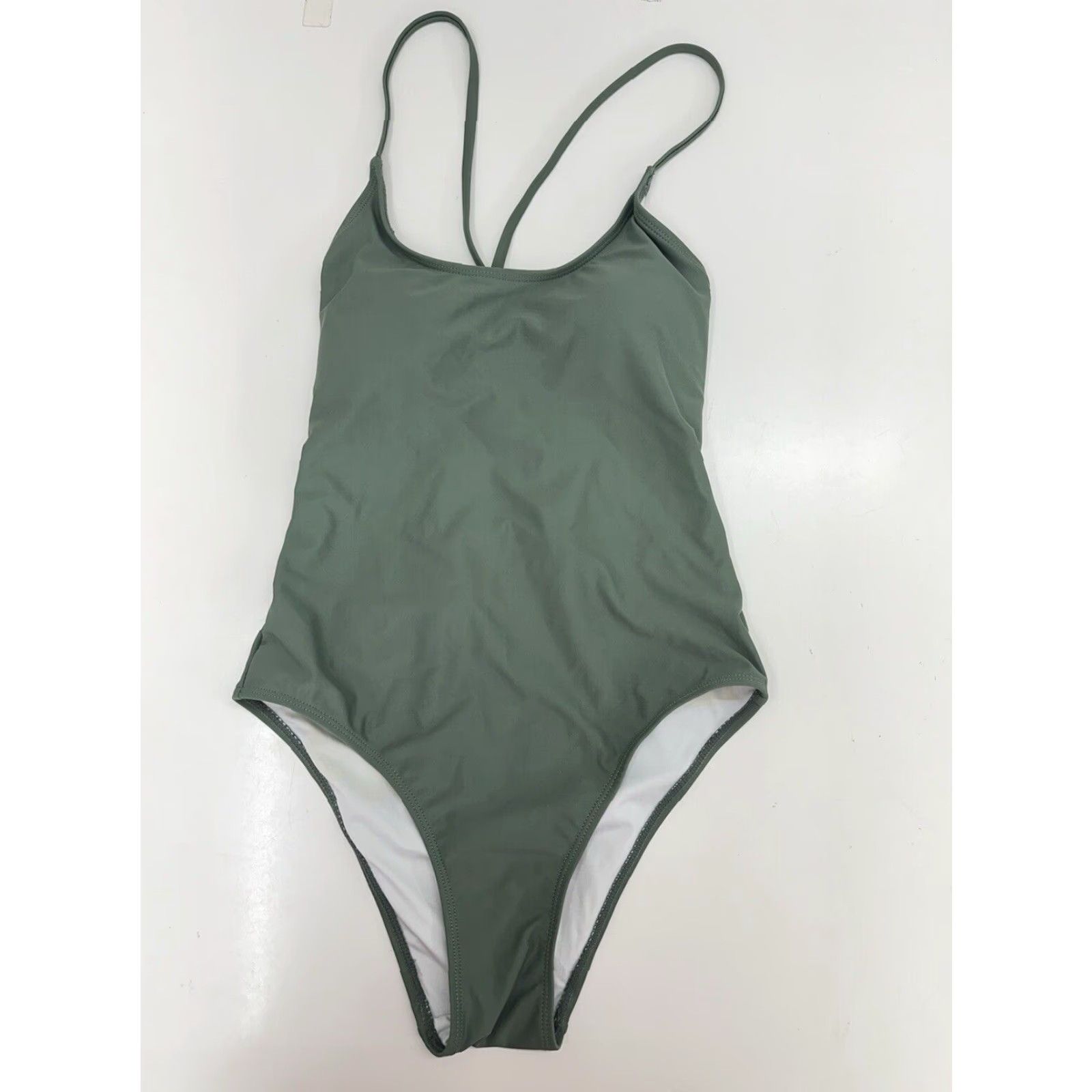 Shein Shein Womens Swimsuit XS Green One-Piece Cross Back Size ONE SIZE - 2 Thumbnail
