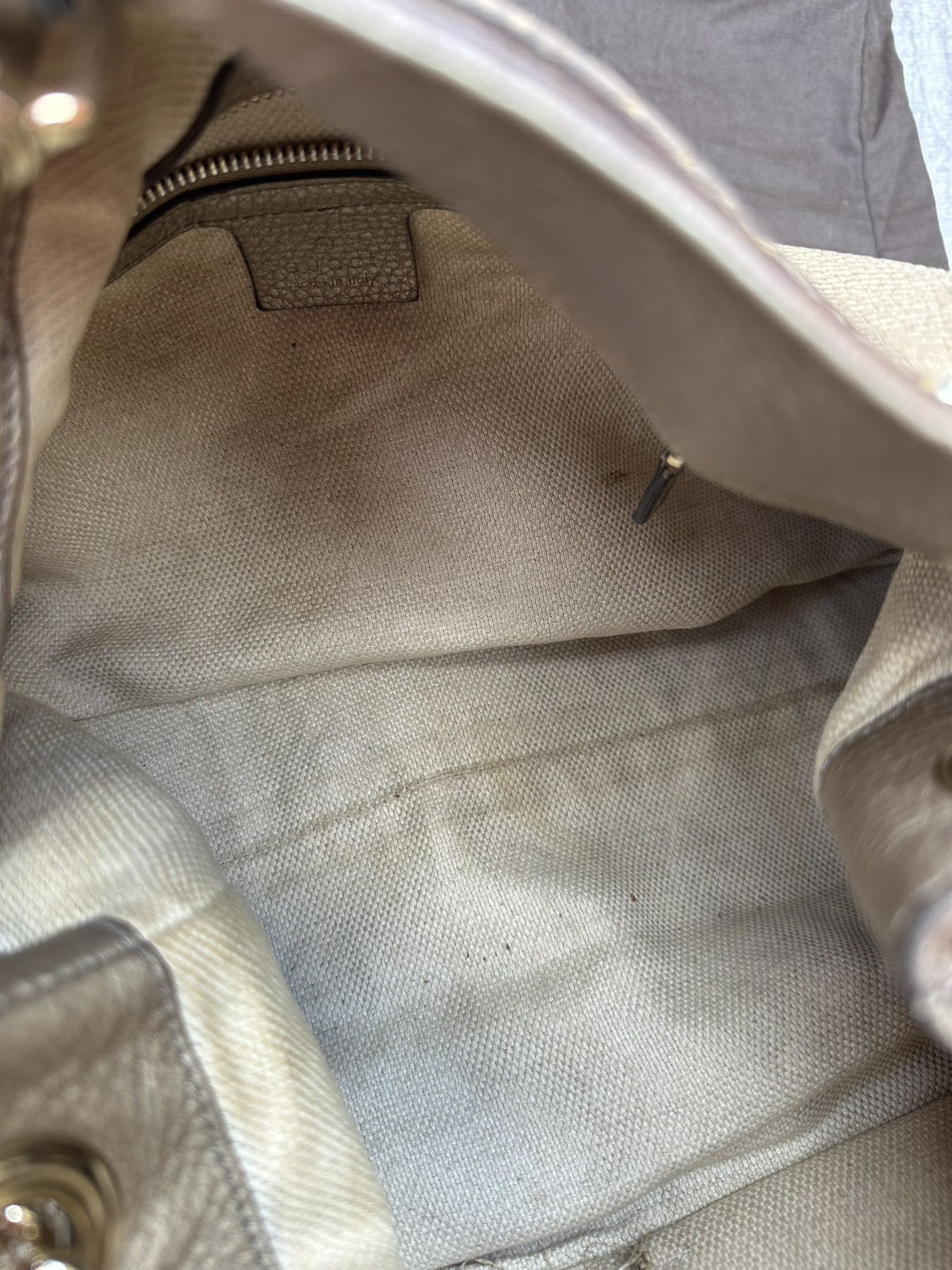 Gucci Gucci Soho Shoulder Bag Medium Pebbled Leather Gold Logo Size ONE SIZE - 13 Thumbnail