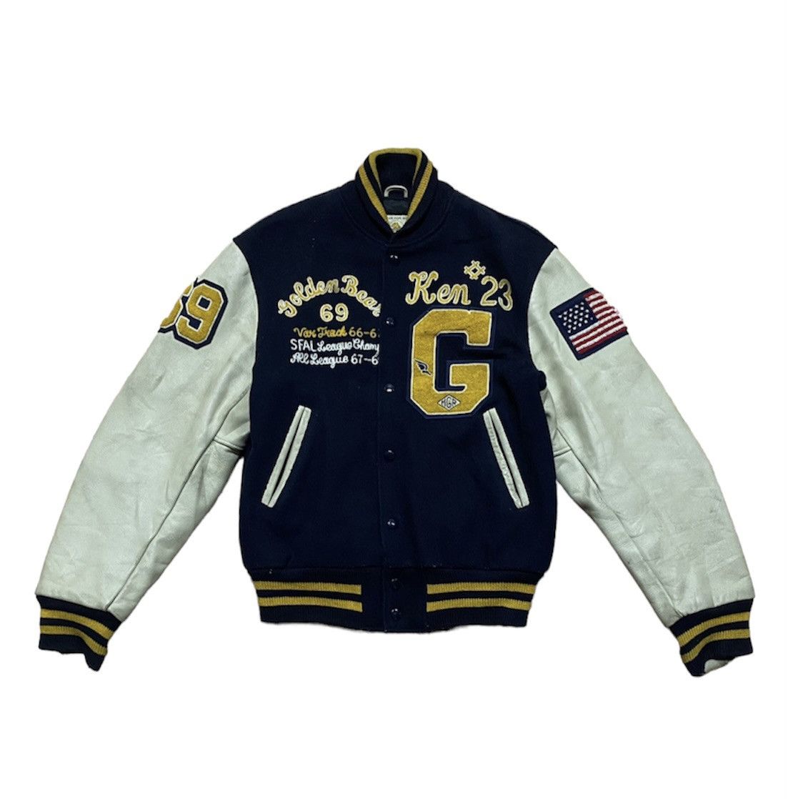 Leather × Vintage Golden Bear Varsity Leather Jacket Size US S / EU 44-46 / 1 - 1 Thumbnail