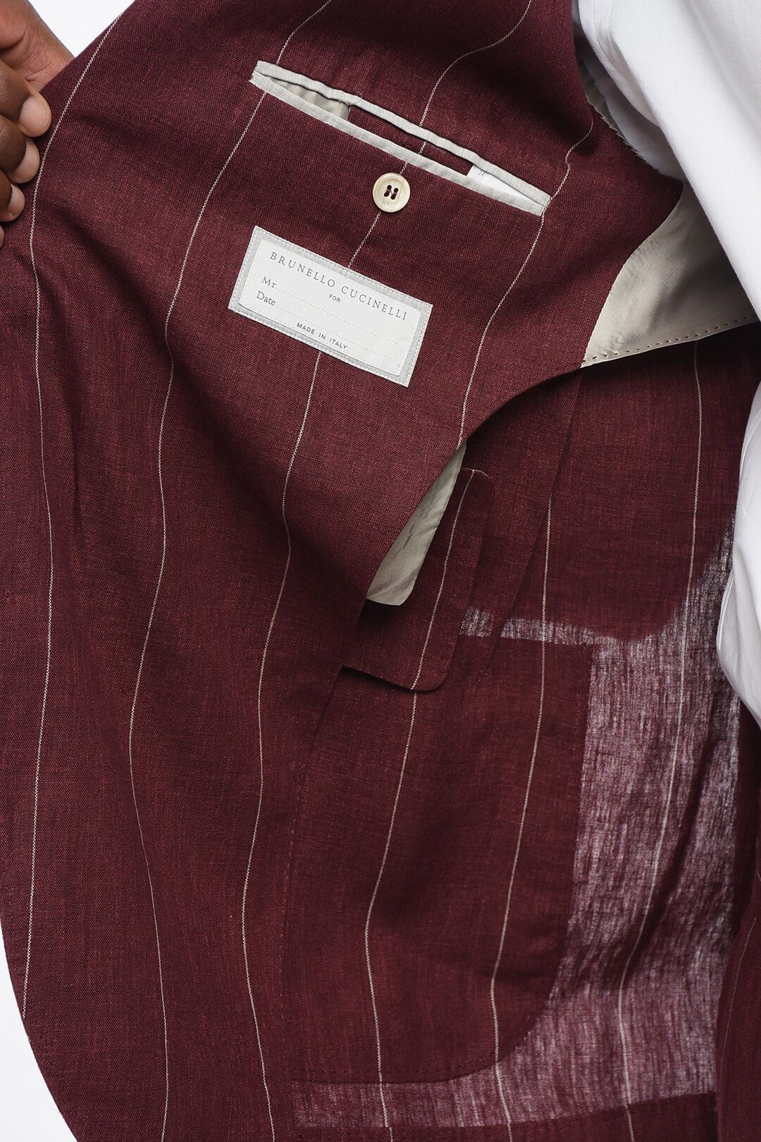Brunello Cucinelli og1mm0725 Pure Linen Pinstriped Suit in Burgundy Size US M / EU 48-50 / 2 - 7 Thumbnail