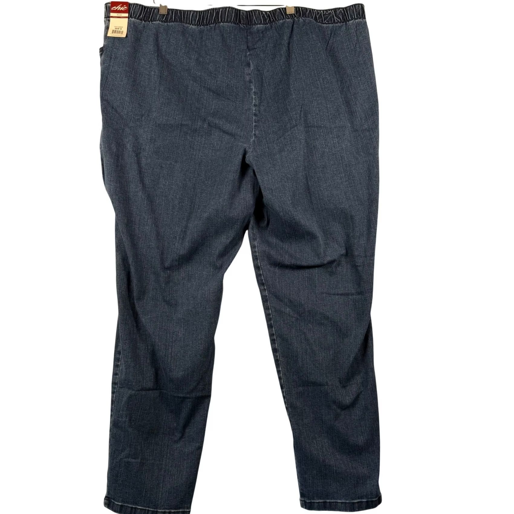Vintage CHIC Jeans 26W Elastic Waist Straight Leg Denim Comfort 102CJ66MS NWT 90s Women Size 26" / US 2 / IT 38 - 2 Thumbnail