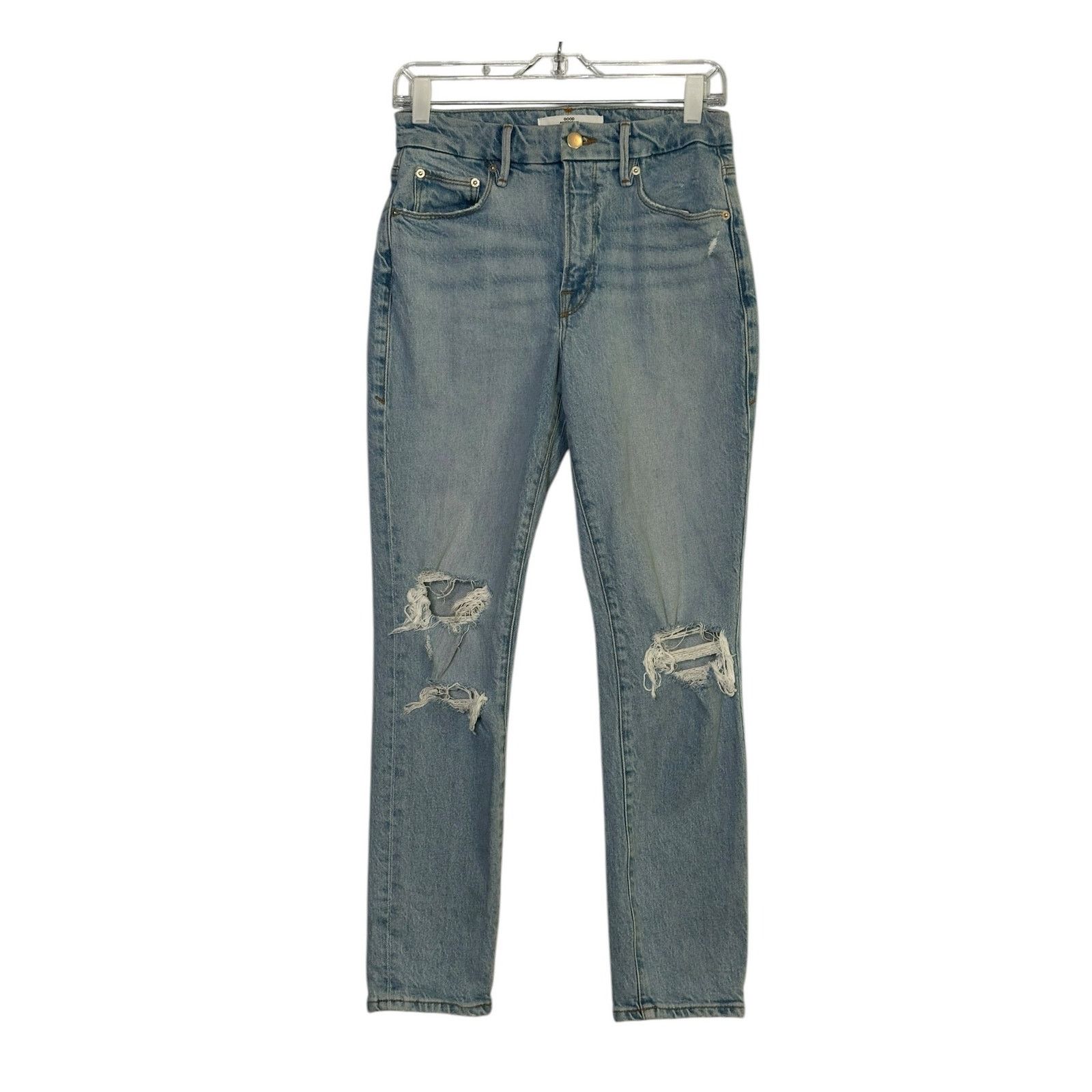 Good American Good American x Zara blue distressed jeans size 4 Size 27" / US 4 / IT 40 - 1 Thumbnail
