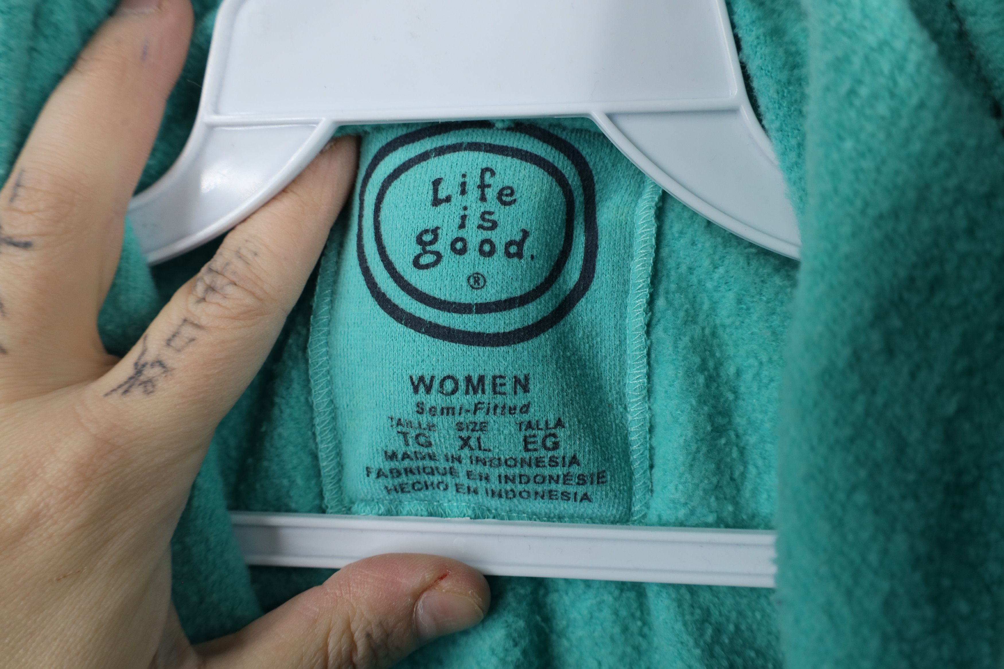 Life is Good × Vintage Life Is Good Distressed Spell Out Hoodie Sweatshirt Blue Size XL / US 12-14 / IT 48-50 - 11 Thumbnail